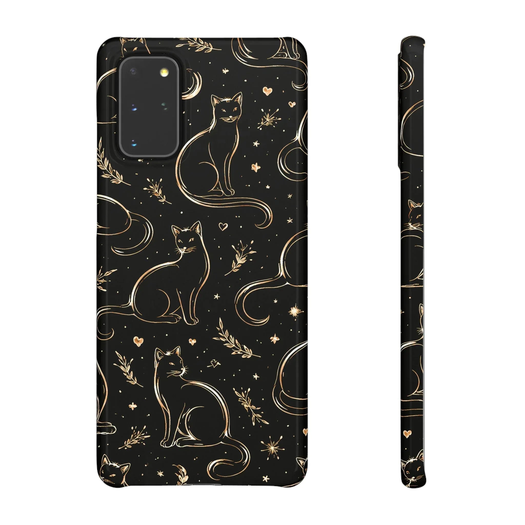 Golden Cat Pattern Phone Case for iPhone 11–17 & Galaxy S21–S25 - KARARMDESIGN