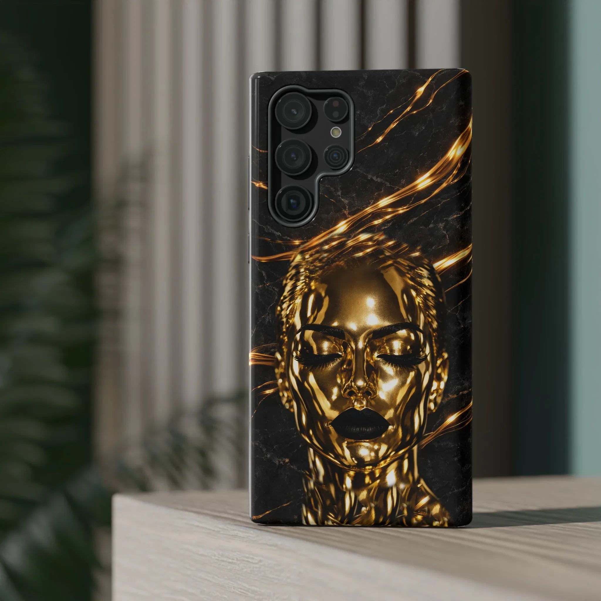 Luxury Gold Portrait Phone Case for iPhone 11-17 and Galaxy S21-S25 - KARARMDESIGN