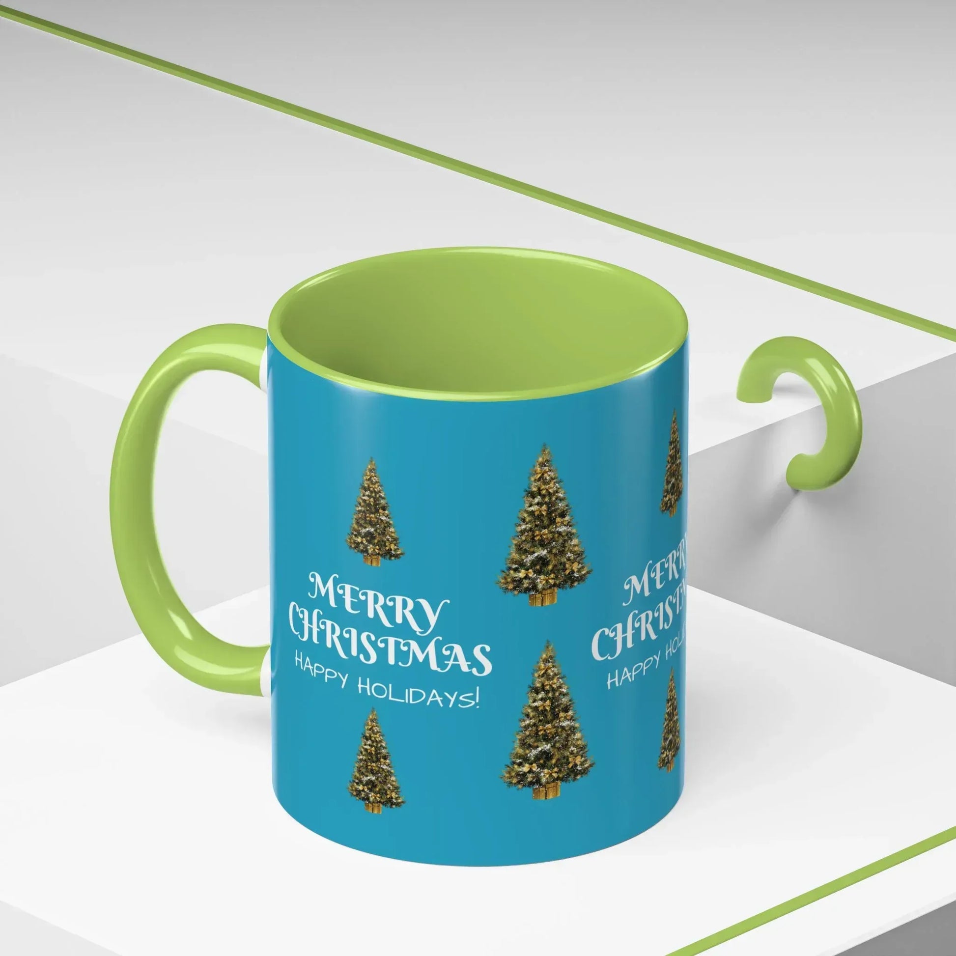 Merry Christmas and Happy Holidays Mug - Accent Coffee Mug (11, 15oz) - KARARMDESIGN
