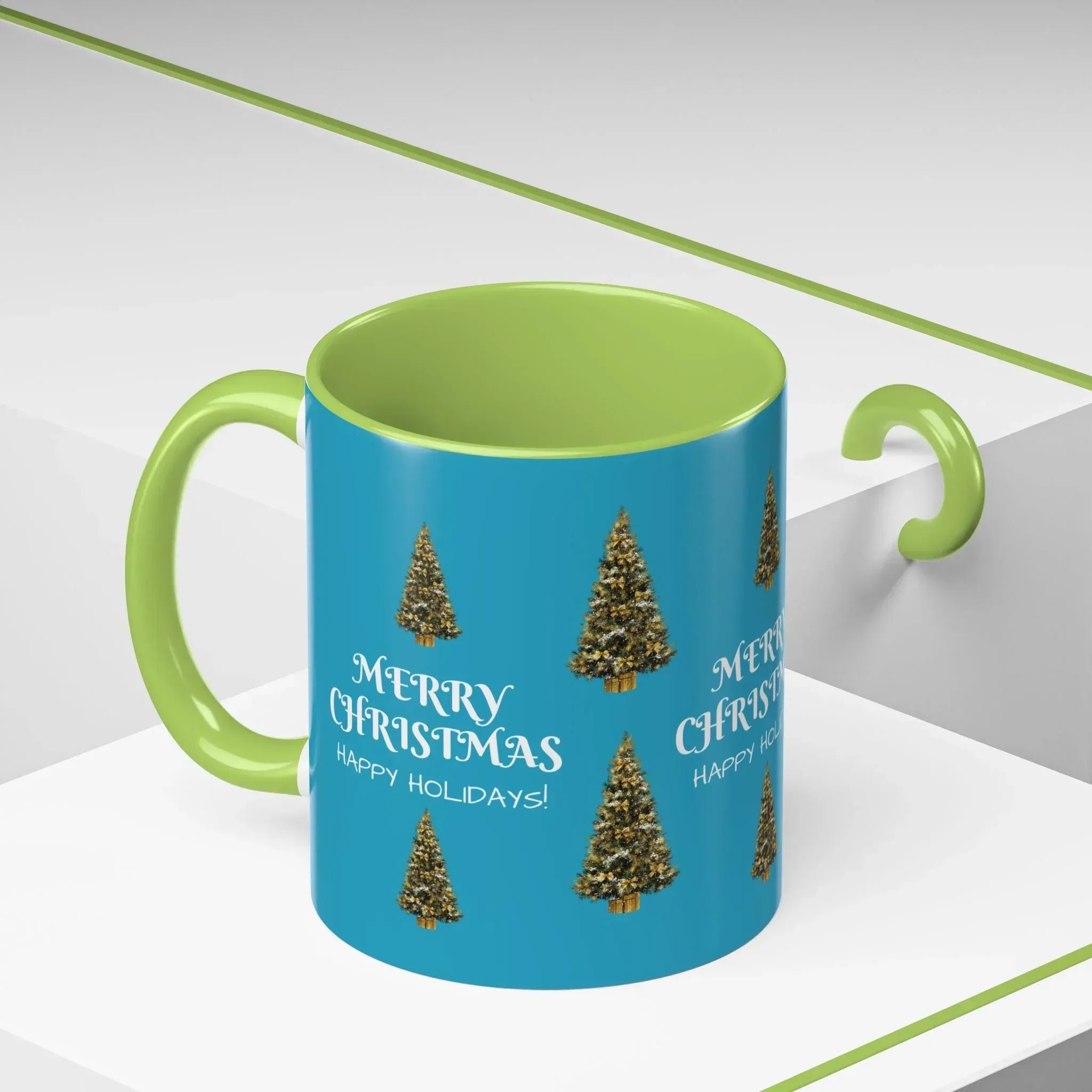 Merry Christmas and Happy Holidays Mug - Accent Coffee Mug (11, 15oz) - KARARMDESIGN