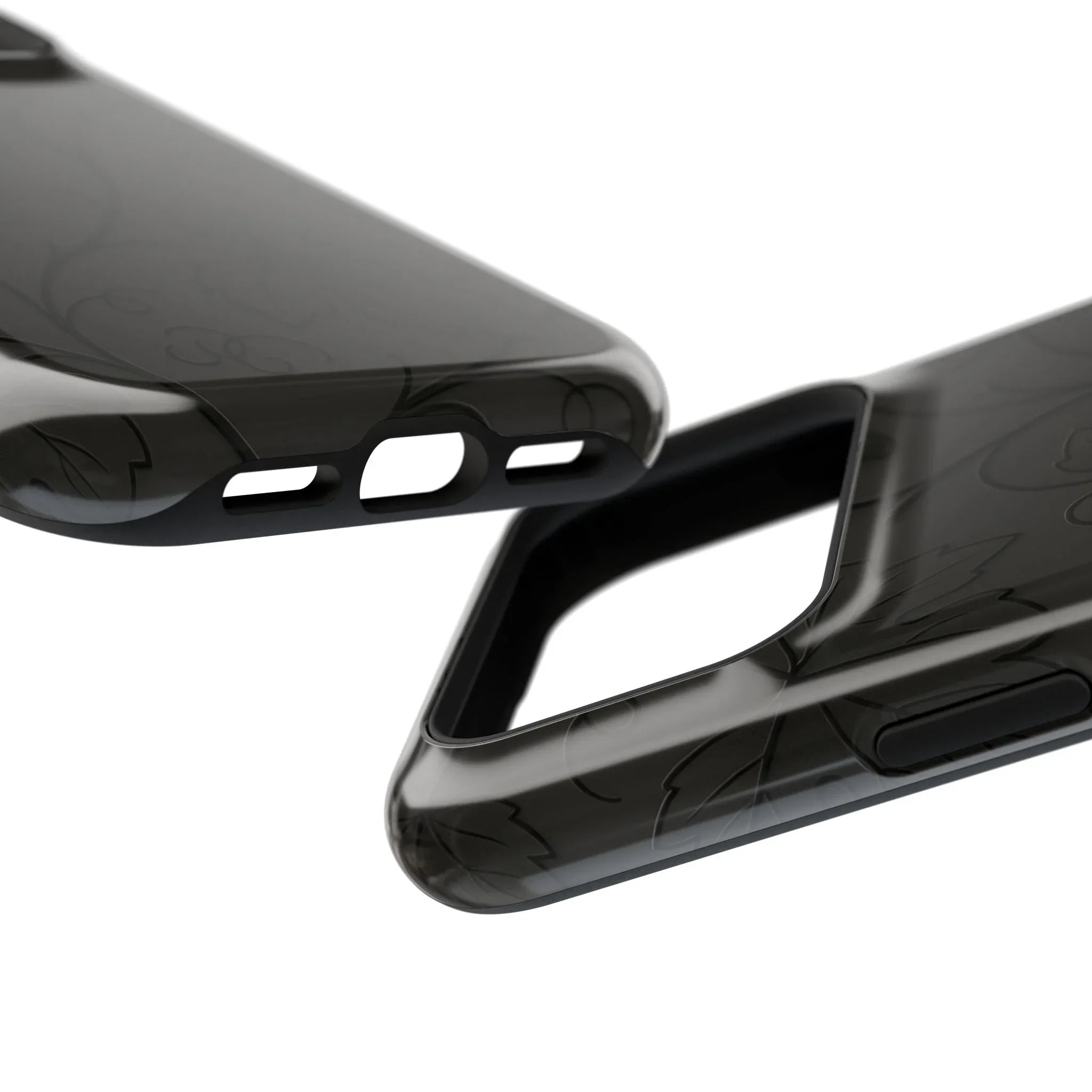 Elegant Embossed Grape Leaf Black Phone Case for iPhone and Galaxy - KARARMDESIGN