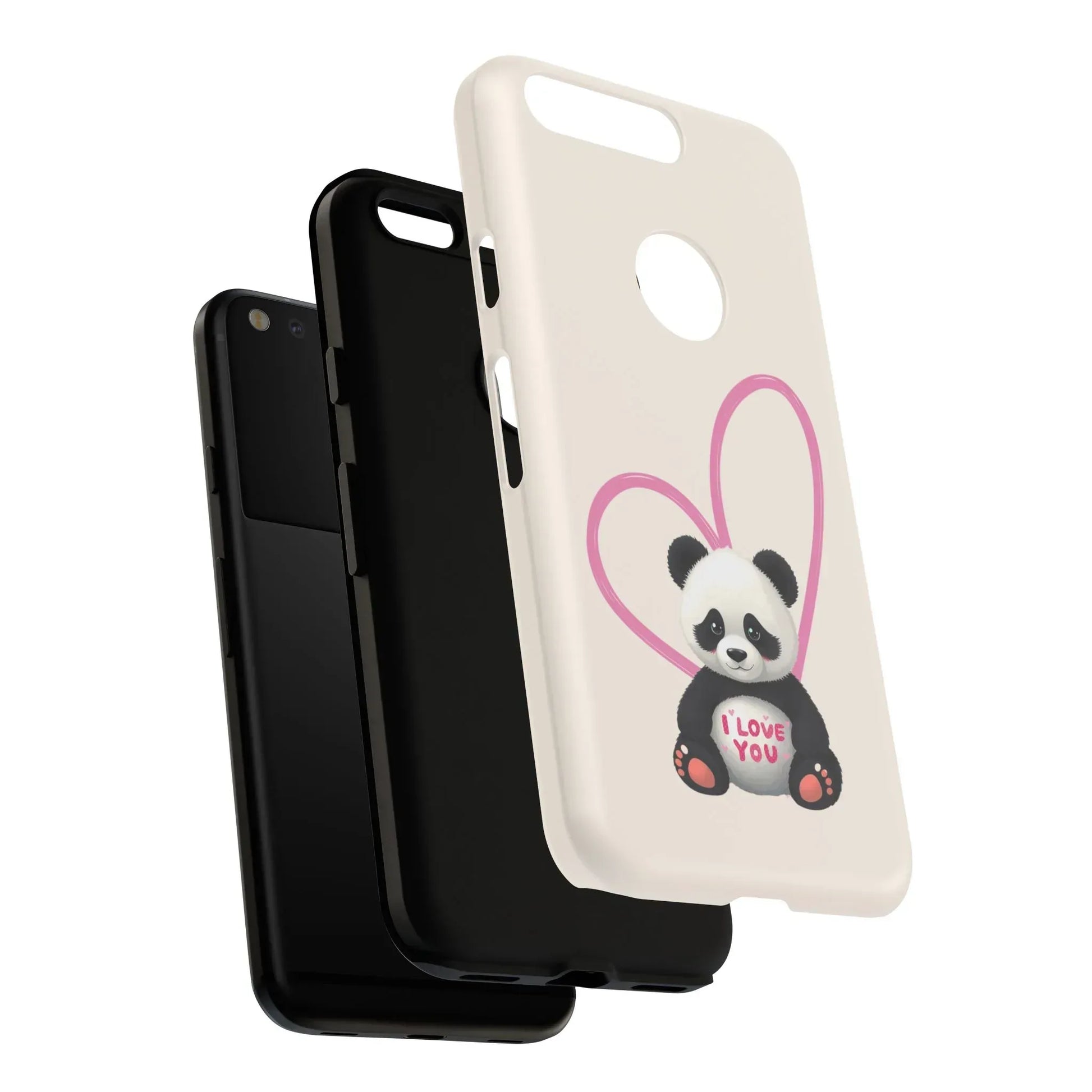 Cute Panda Heart Love Phone Case for Google Pixel up to 9 - KARARMDESIGN
