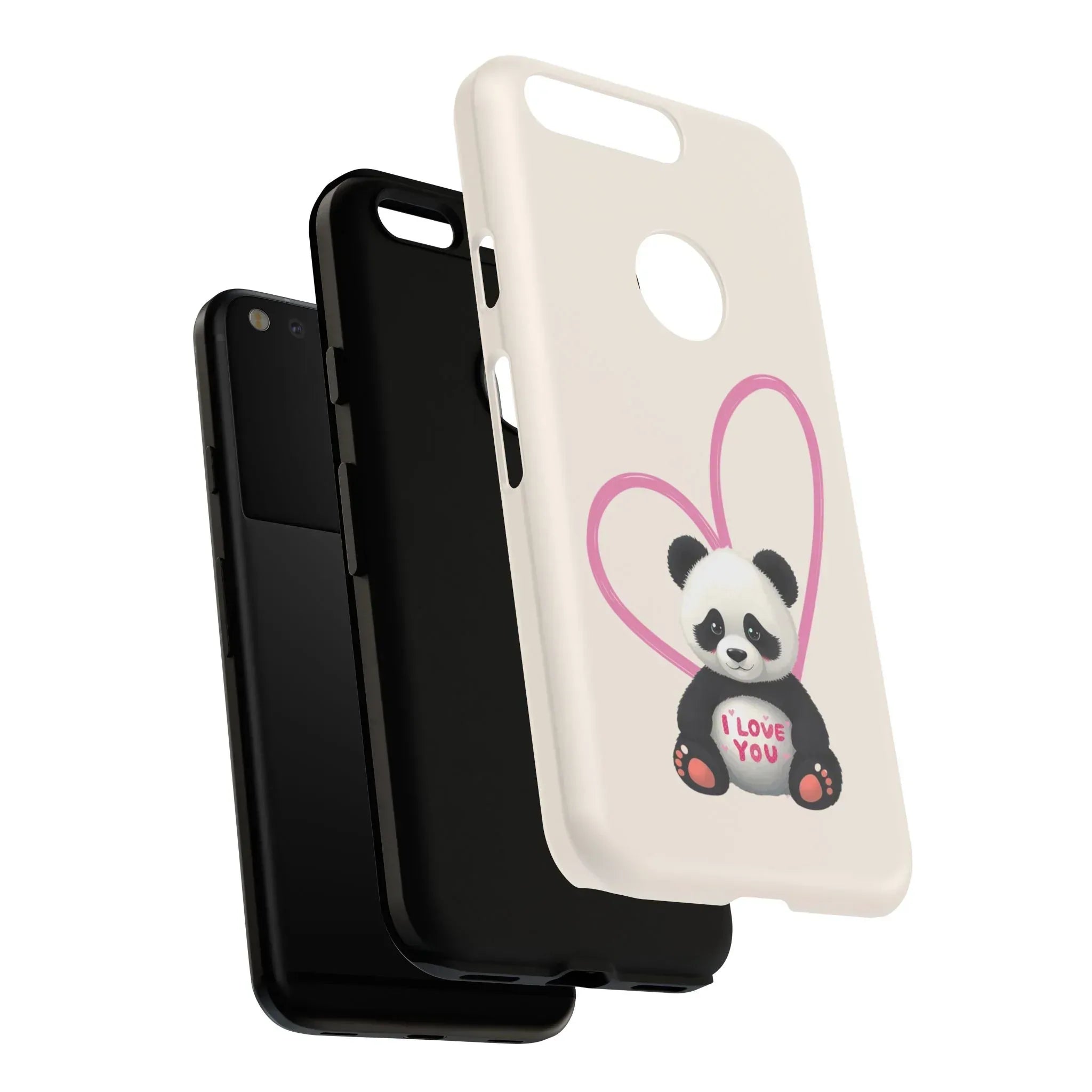 Cute Panda Heart Love Phone Case for Google Pixel up to 9 - KARARMDESIGN