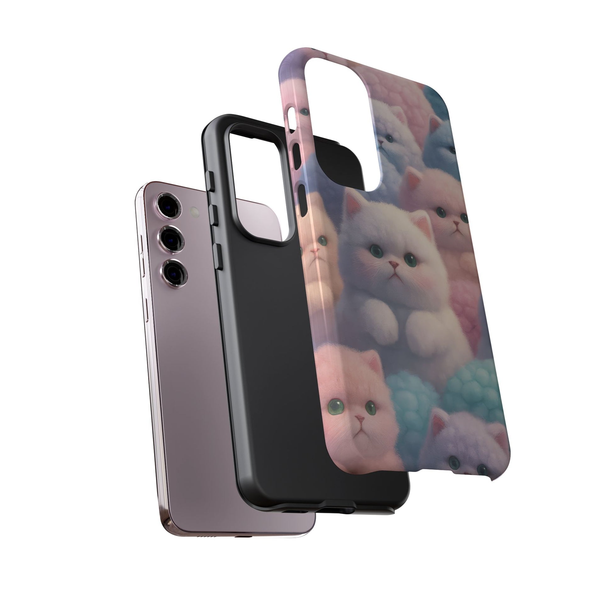 Pastel Kitten Phone Case for iPhone 8-17 and Samsung Galaxy S10-S25 Models - KARARMDESIGN