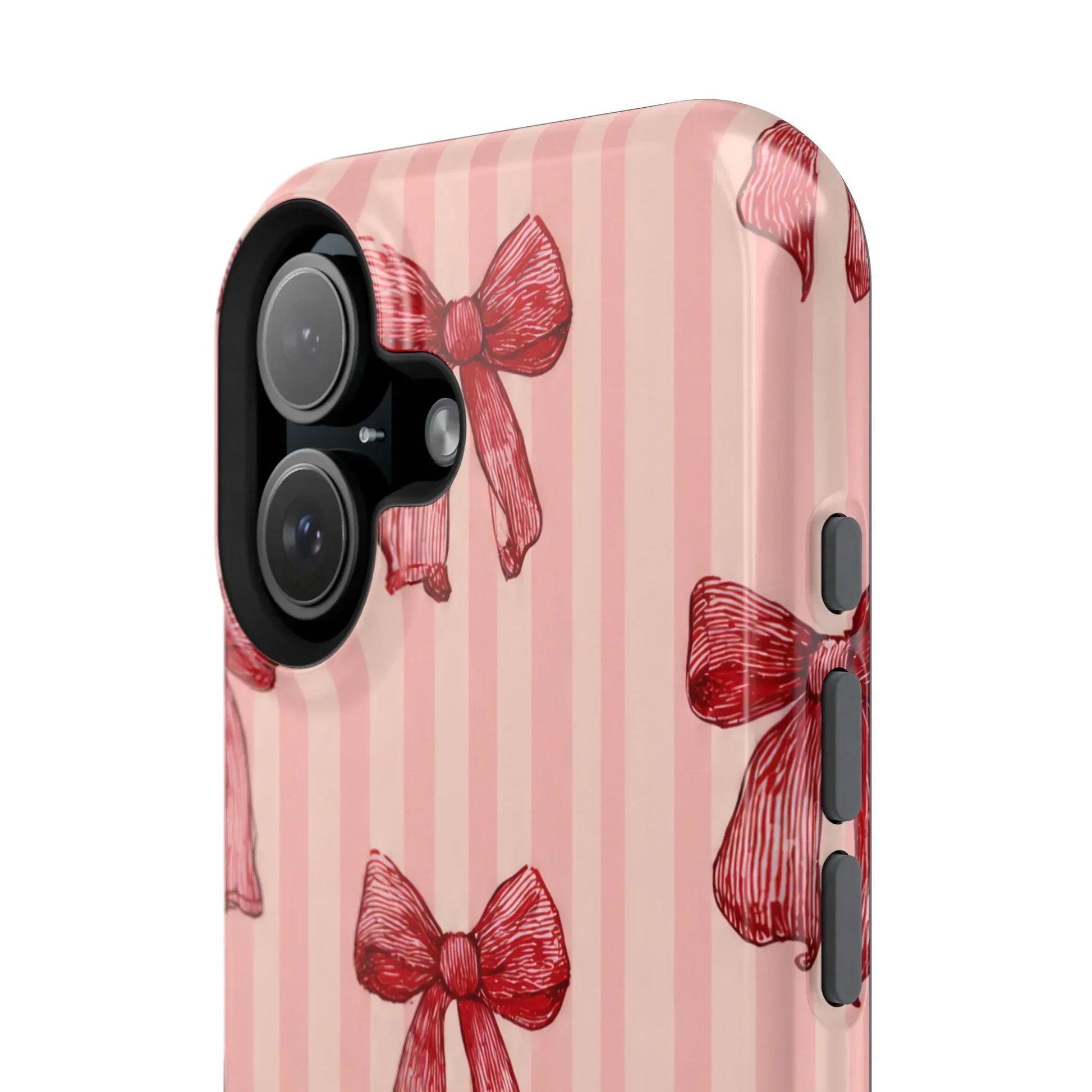 Red Bow Stripe Phone Case for iPhone 11-17 & Galaxy S21-S22 - KARARMDESIGN
