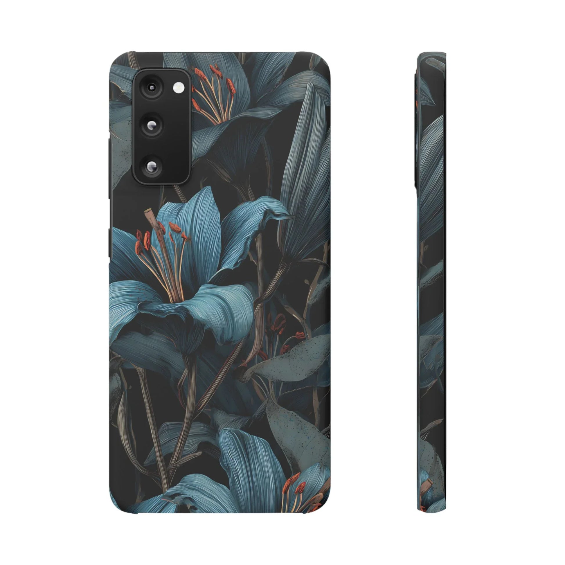 Blue Lily Floral Phone Case for iPhone 11-17 and Galaxy S20-S25 - KARARMDESIGN