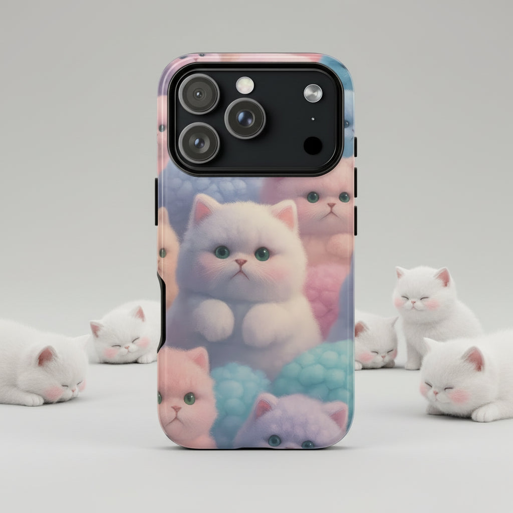 Pastel Kitten Phone Case for iPhone 8-17 and Samsung Galaxy S10-S25 Models - KARARMDESIGN