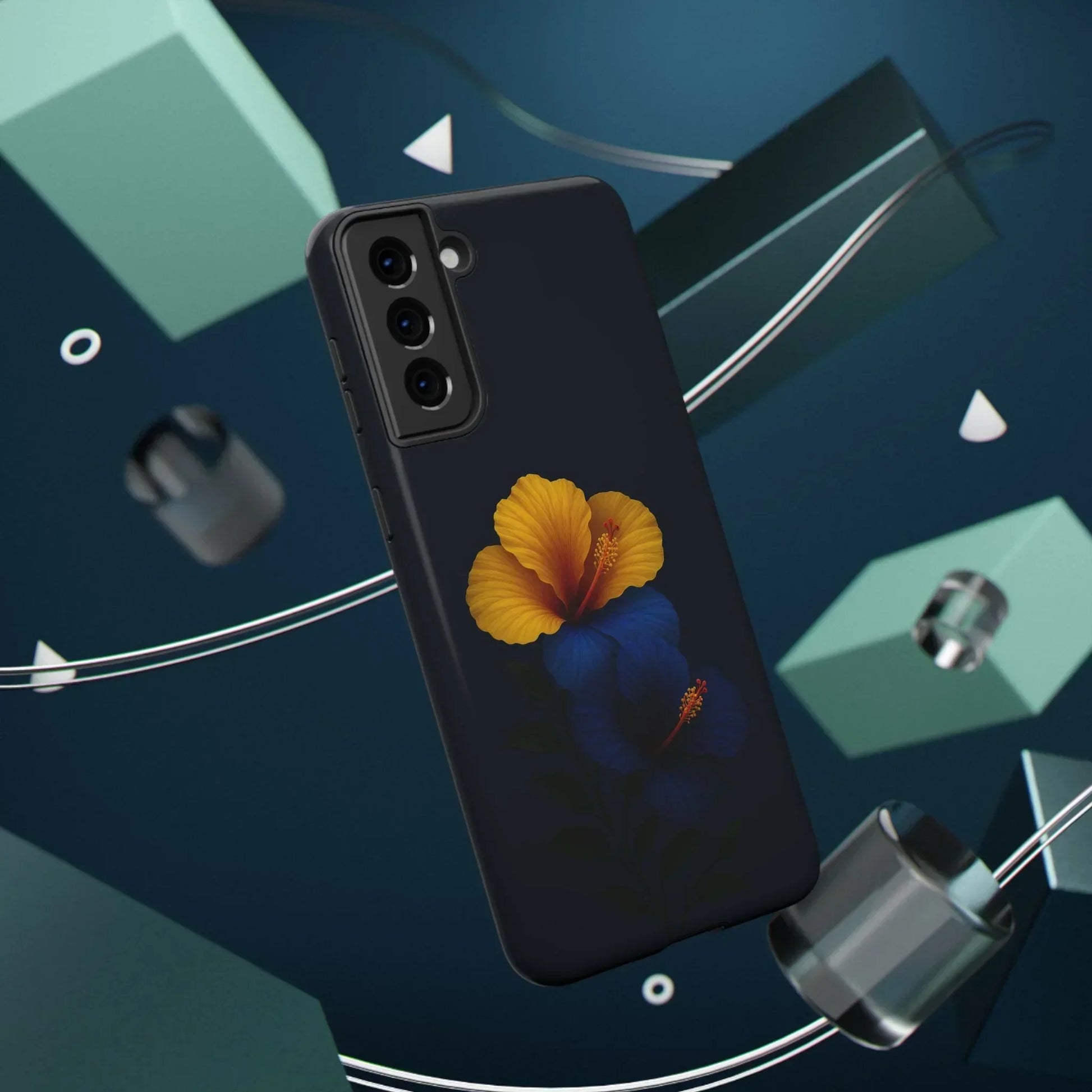 Elegant hibiscus phone case Impact-Resistant Cases for iPhone 12-16 and Samsung Galaxy S21-S22 Models - KarArmDesign
