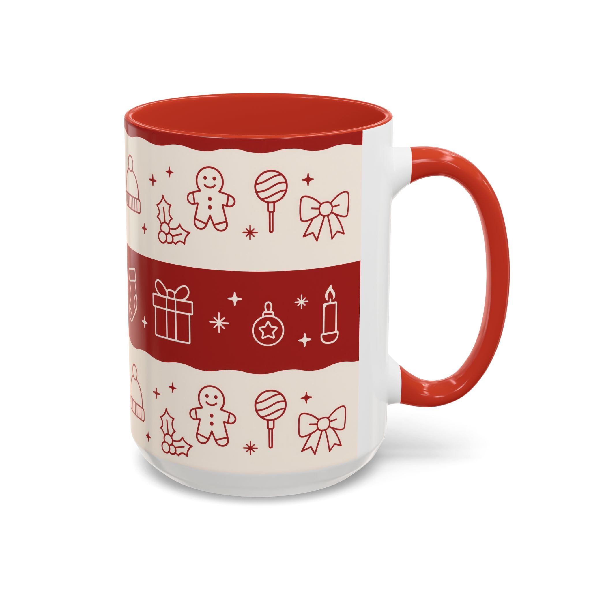Holiday Cheer Icons Mug - Accent Coffee Mug (11, 15oz)