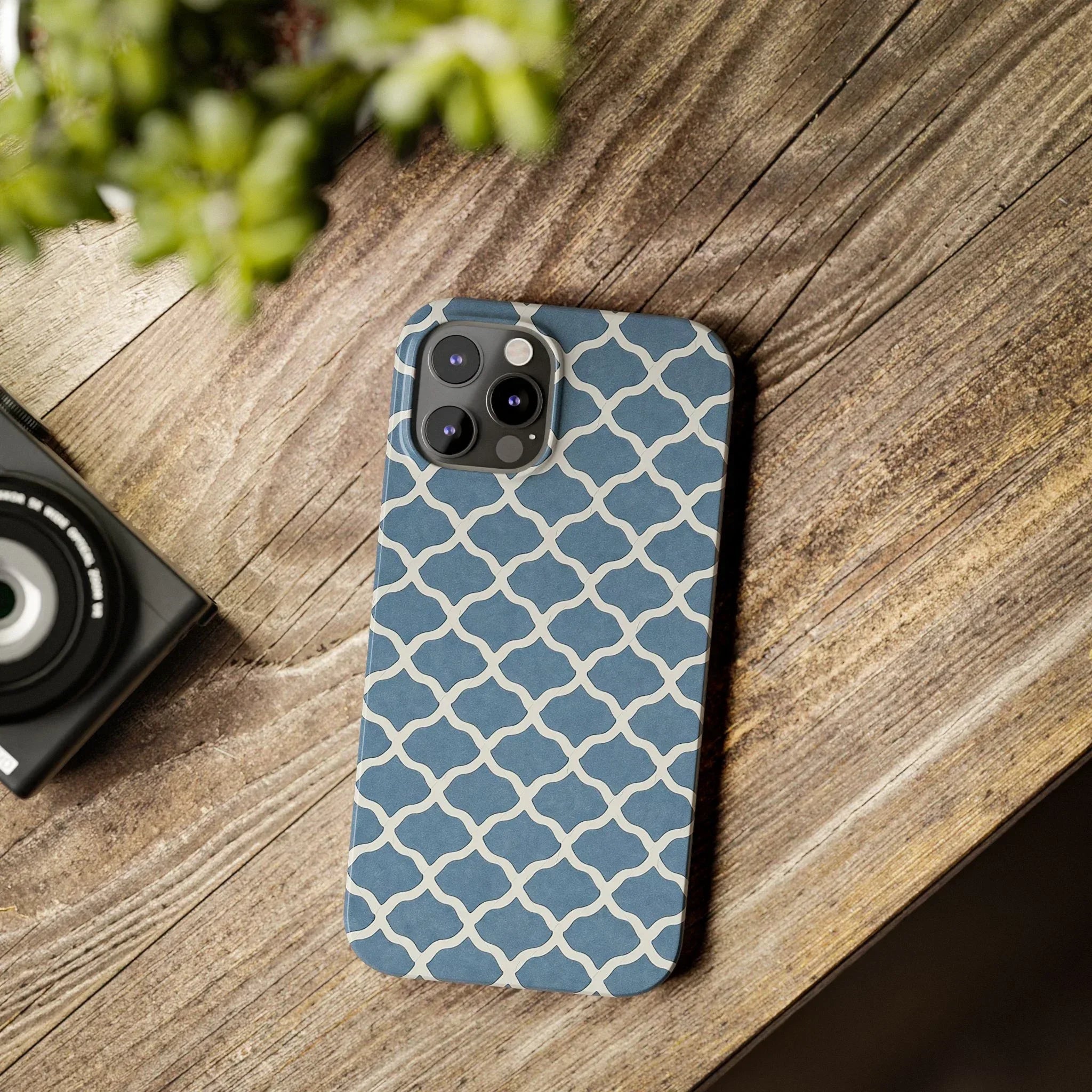 Azure Lattice Pattern Phone Case Slim Phone Cases for iPhone 11-17 - KARARMDESIGN
