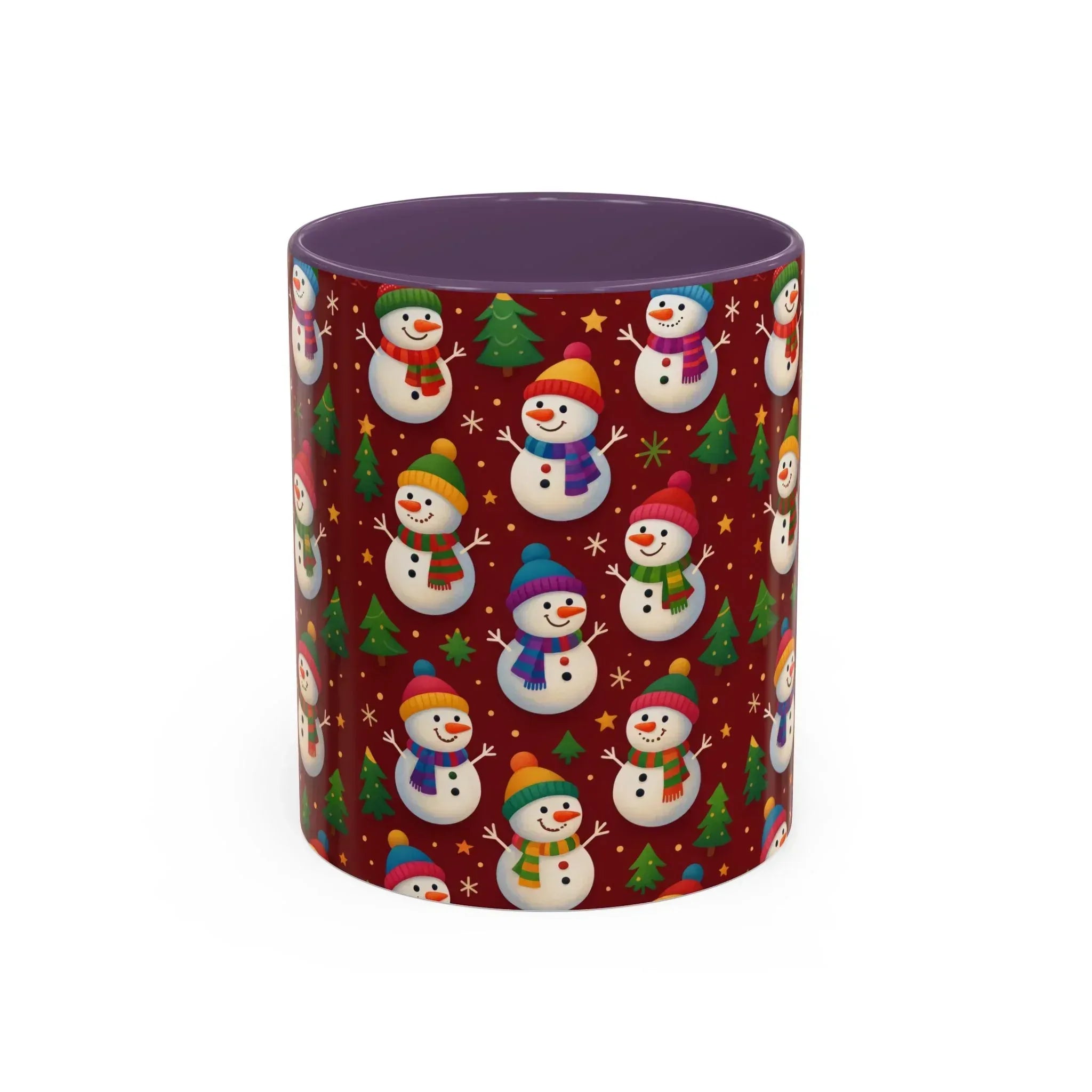 Festive Snowman Parade Accent Coffee Mug (11oz) - KARARMDESIGN