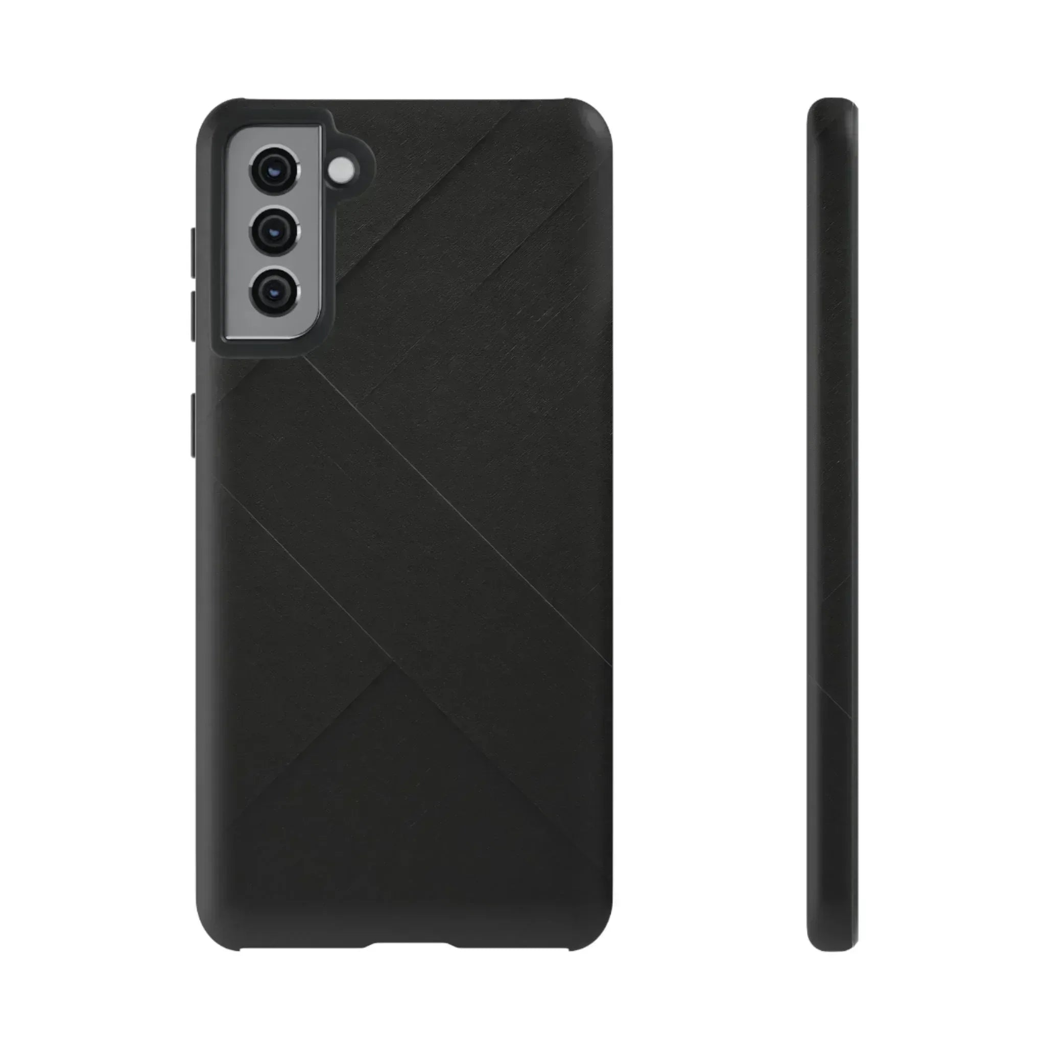 Matte Black Diagonal Line Phone Case for iPhone 8-16 and Galaxy S10-S25 - KARARMDESIGN