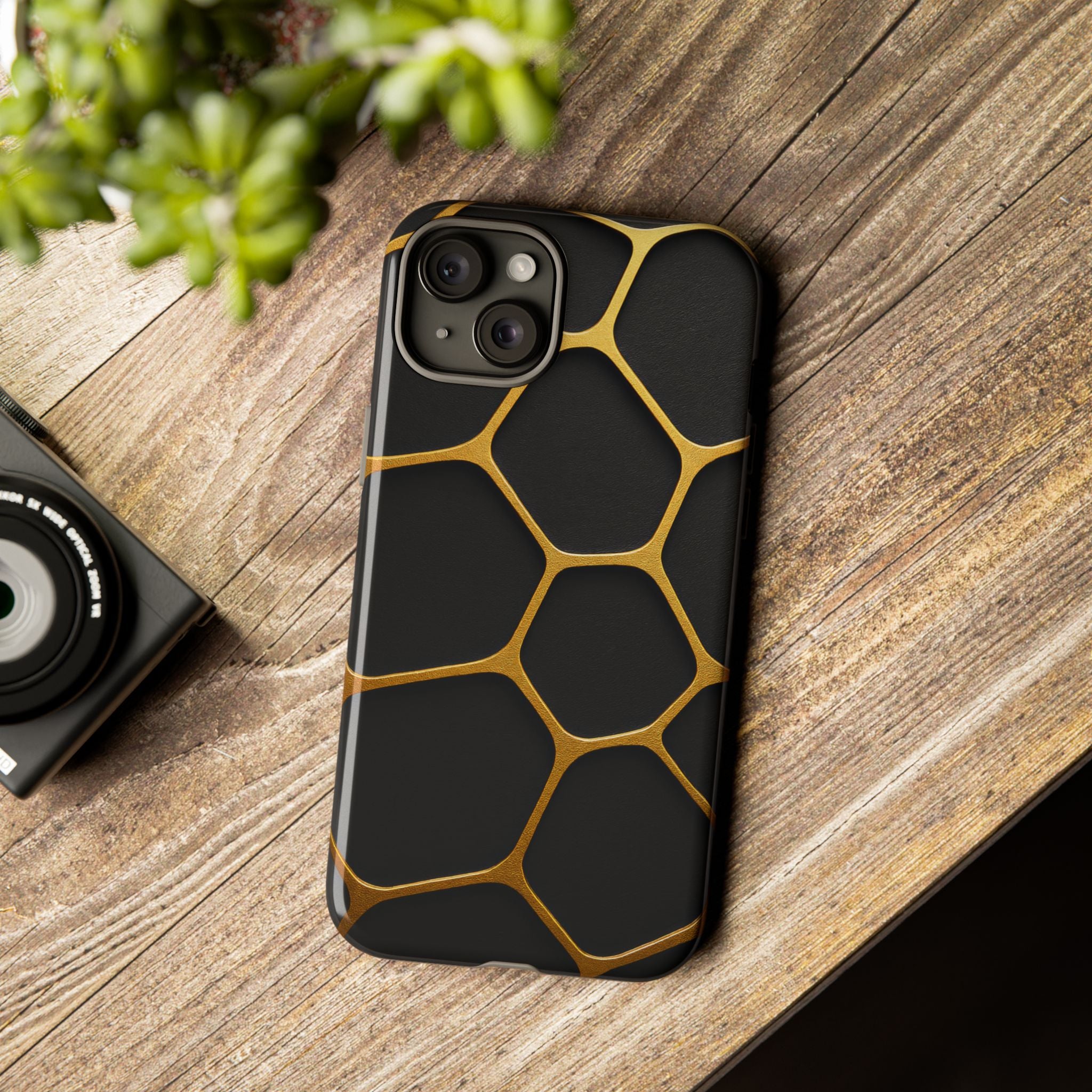 Golden Cellscape Tough Phone Case – Black & Gold