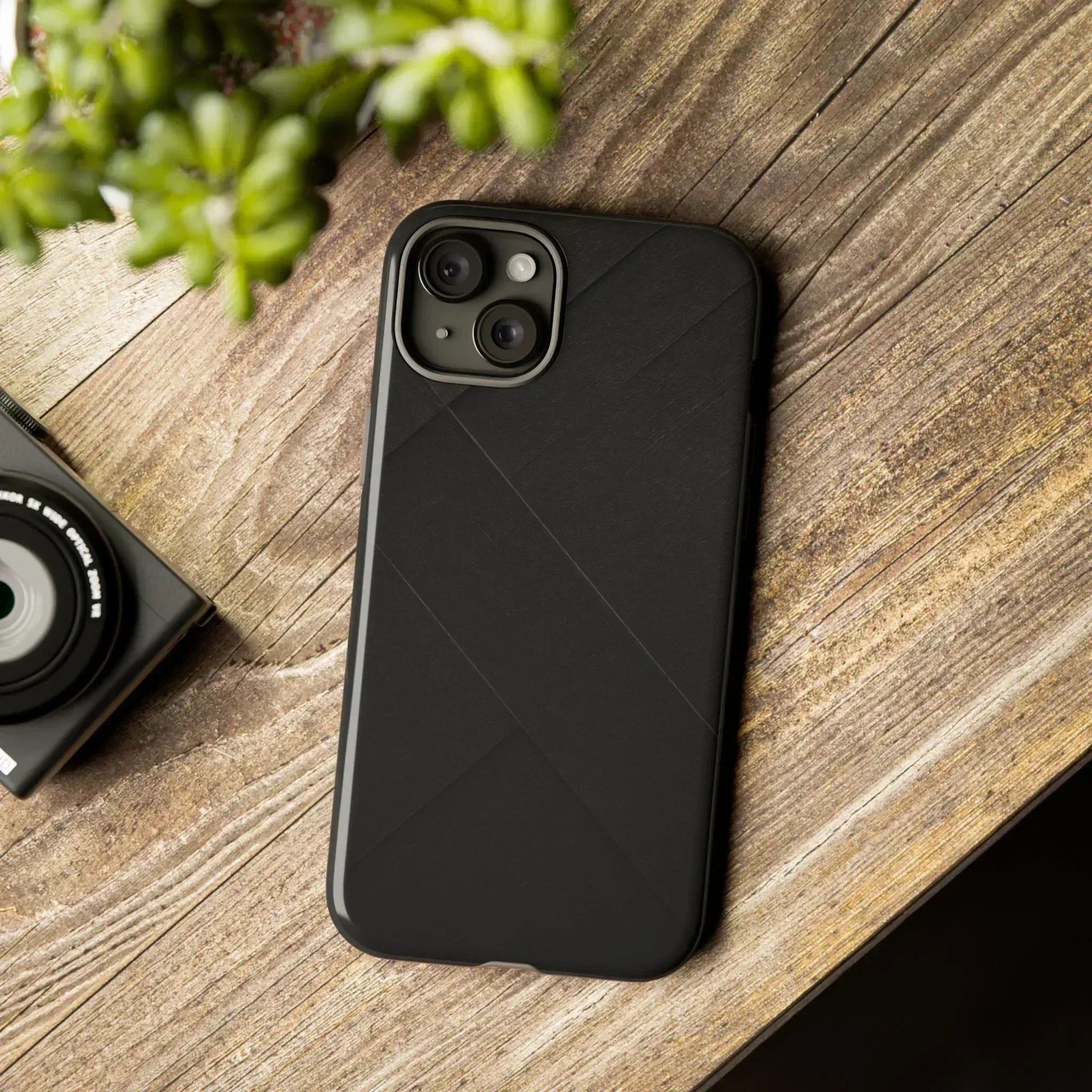Matte Black Diagonal Line Phone Case for iPhone 8-16 and Galaxy S10-S25 - KARARMDESIGN