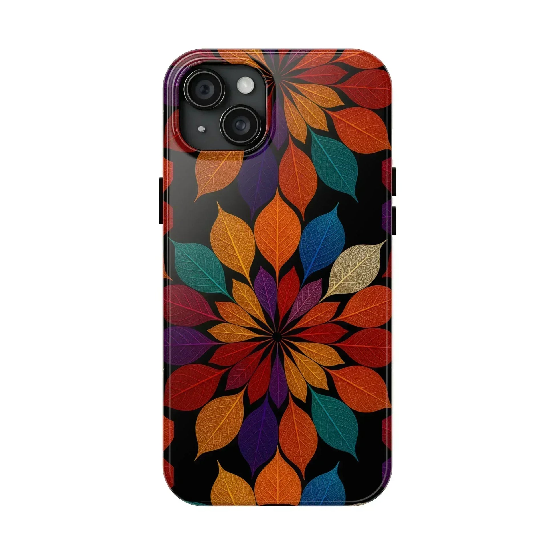 Leaf Mandala Phone Case for iPhone 11-16 and Galaxy S21-S24 - KARARMDESIGN