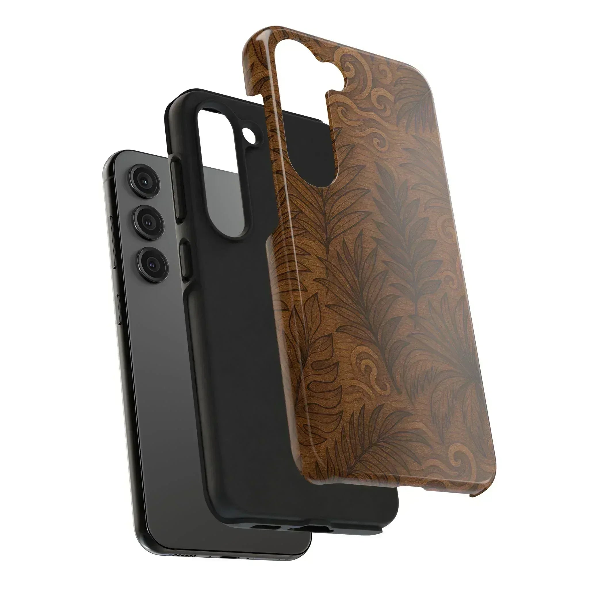 Wood Leaf Armor Phone Case for iPhone and Galaxy - KARARMDESIGN