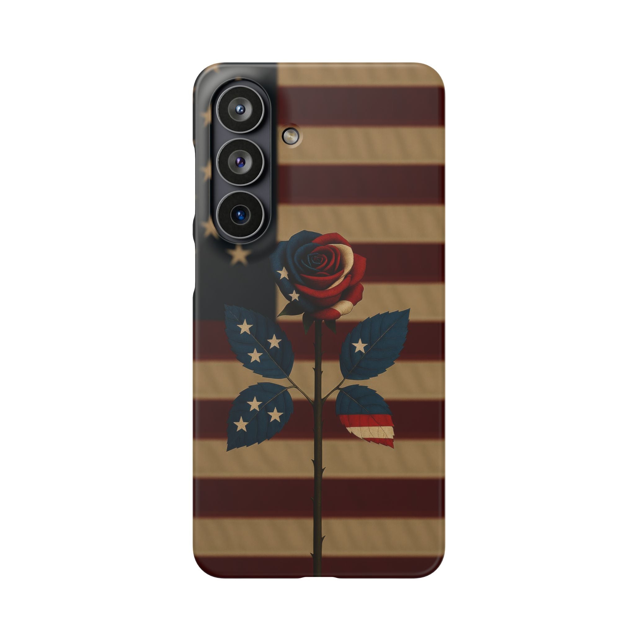 American Rose Flag Phone Case for iPhone 8-17 and Galaxy S20-S26