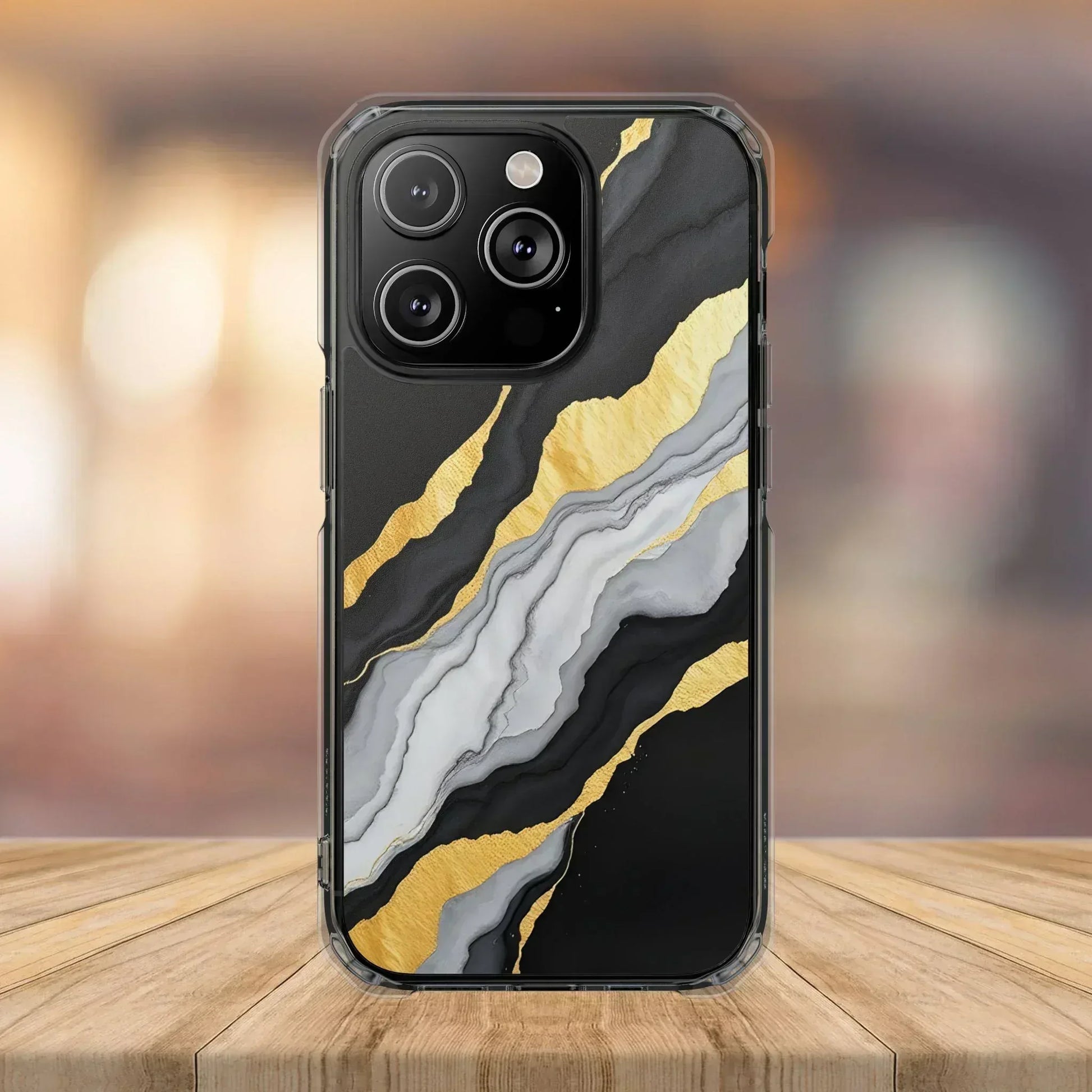 Luxury Black and Gold Marble Magnetic Phone Case for iPhone 14-16 Models - KARARMDESIGN