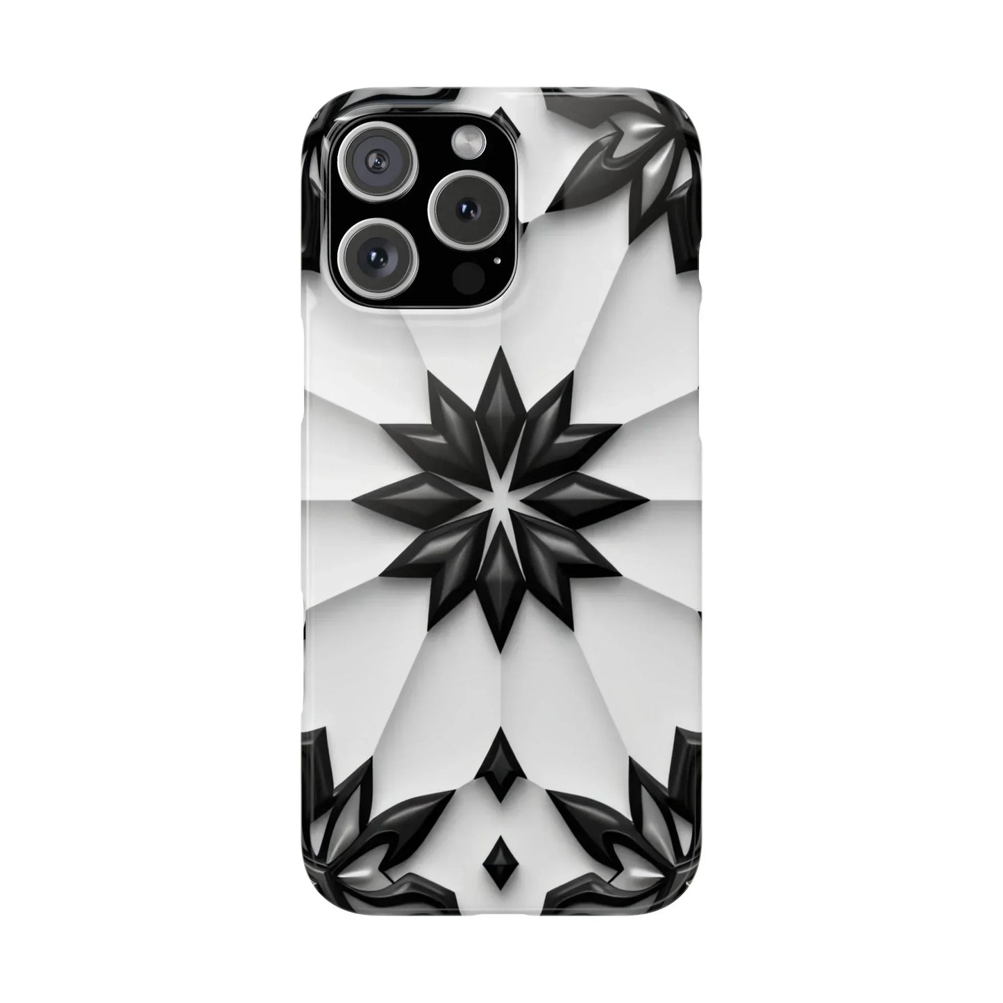 Black and White Geometric Floral Phone Case for iPhone and Samsung Galaxy - KarArmDesign
