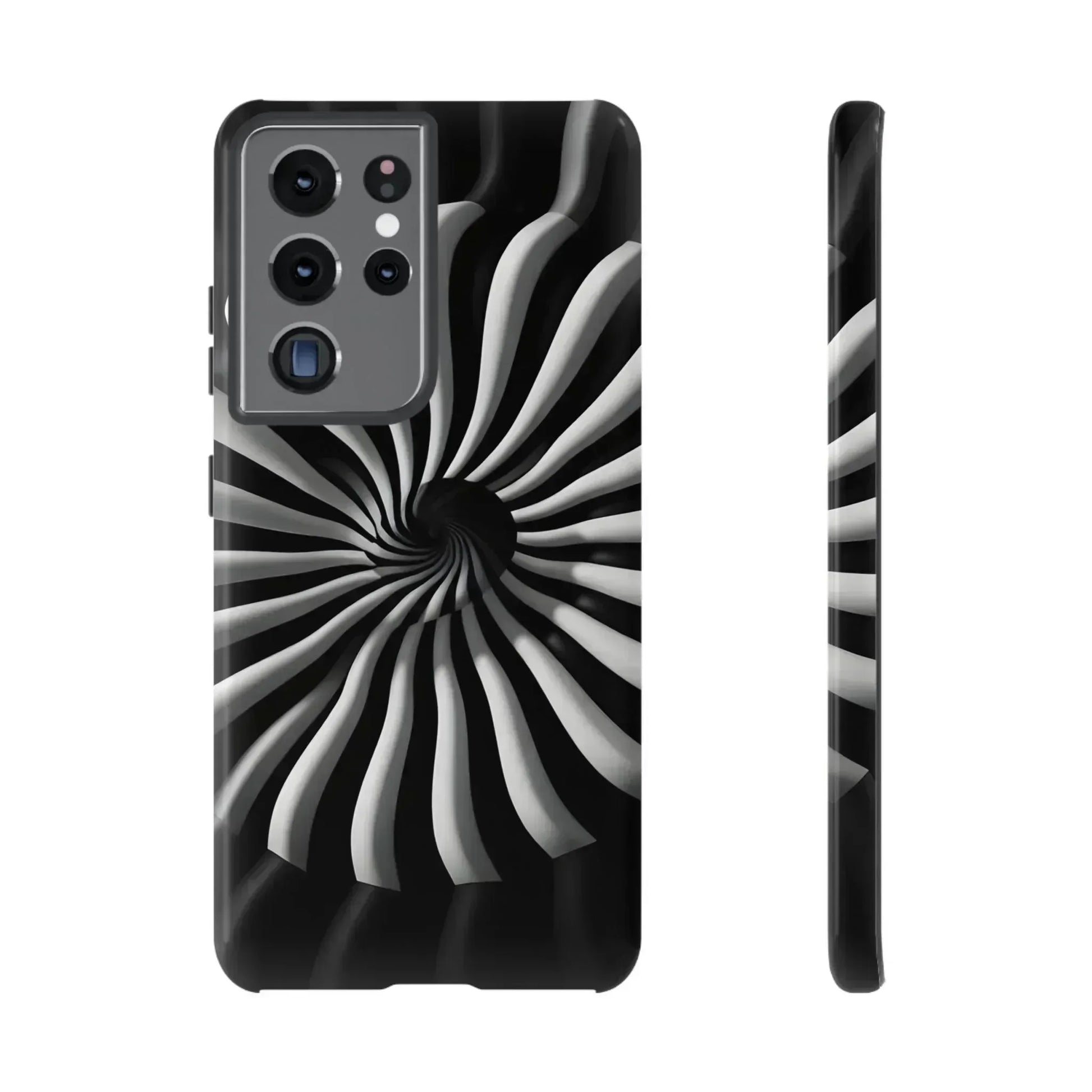 Hypnotic Black and White Spiral Phone Case for iPhone & Galaxy - KARARMDESIGN