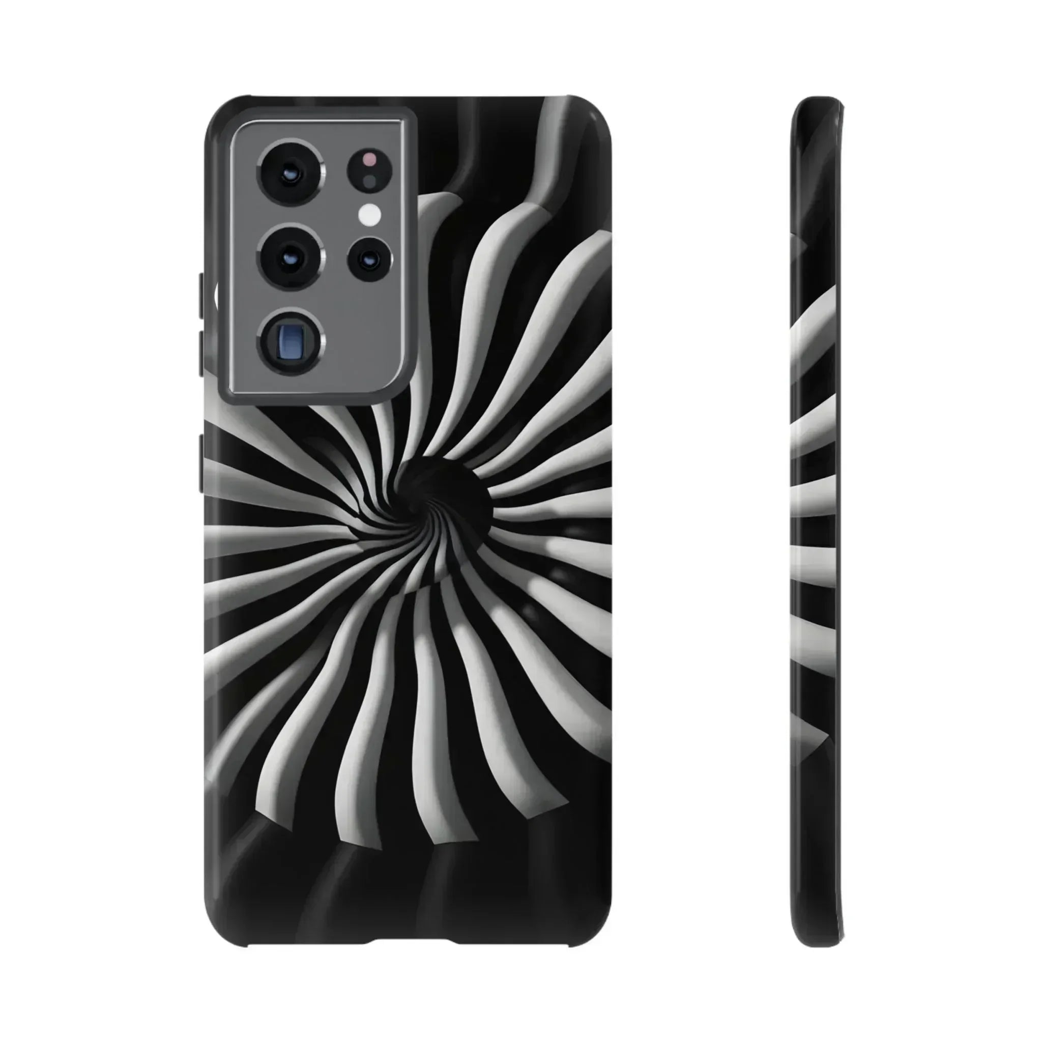 Hypnotic Black and White Spiral Phone Case for iPhone & Galaxy - KARARMDESIGN