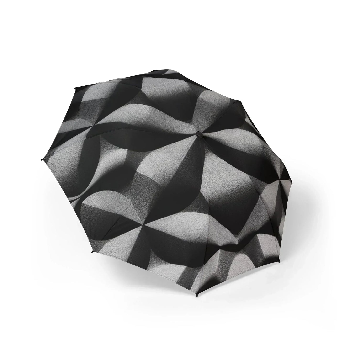 Black 3D Geometric Pattern Semi-Automatic Umbrella – Stylish Rain Protection - KarArmDesign