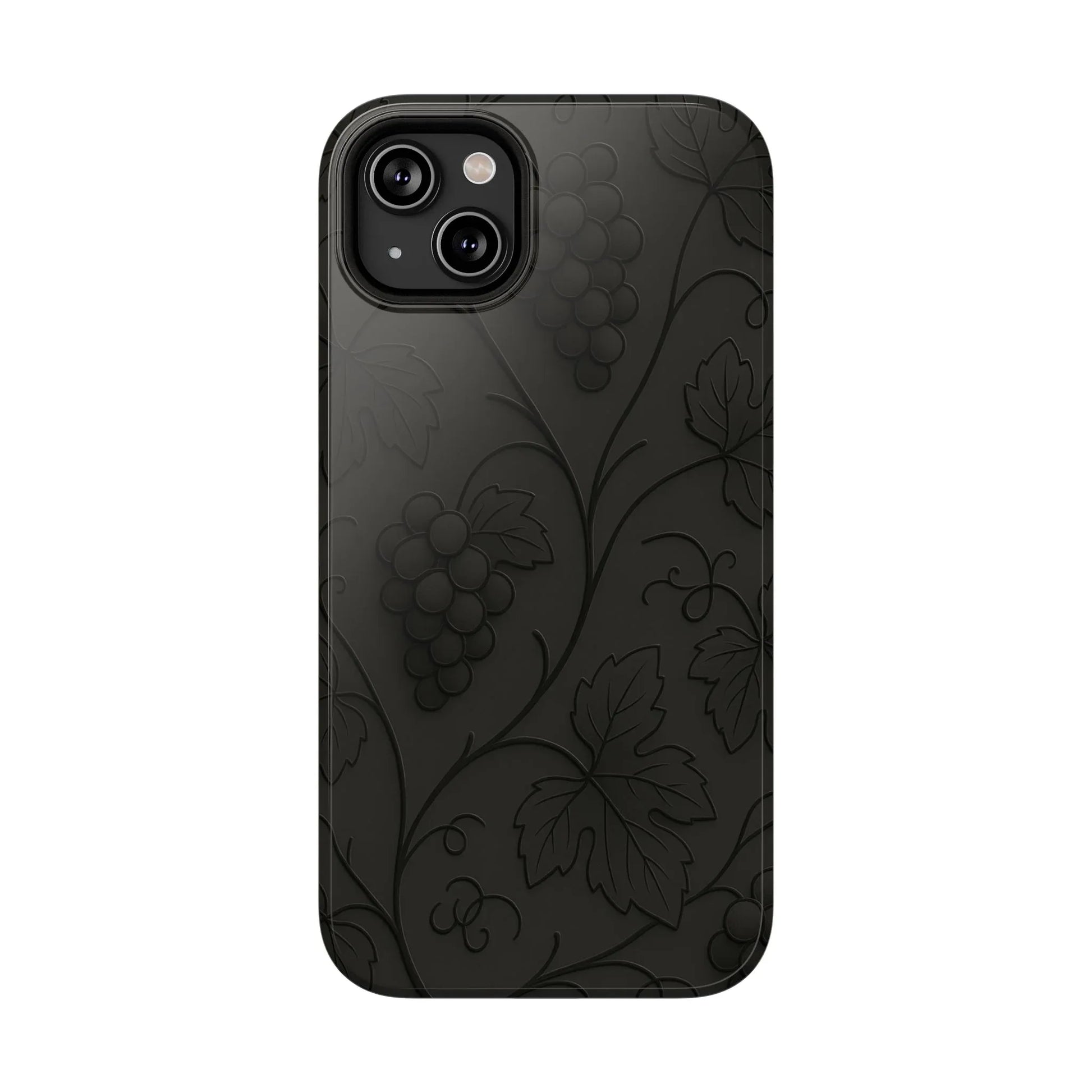 Elegant Embossed Grape Leaf Black Phone Case for iPhone and Galaxy - KARARMDESIGN