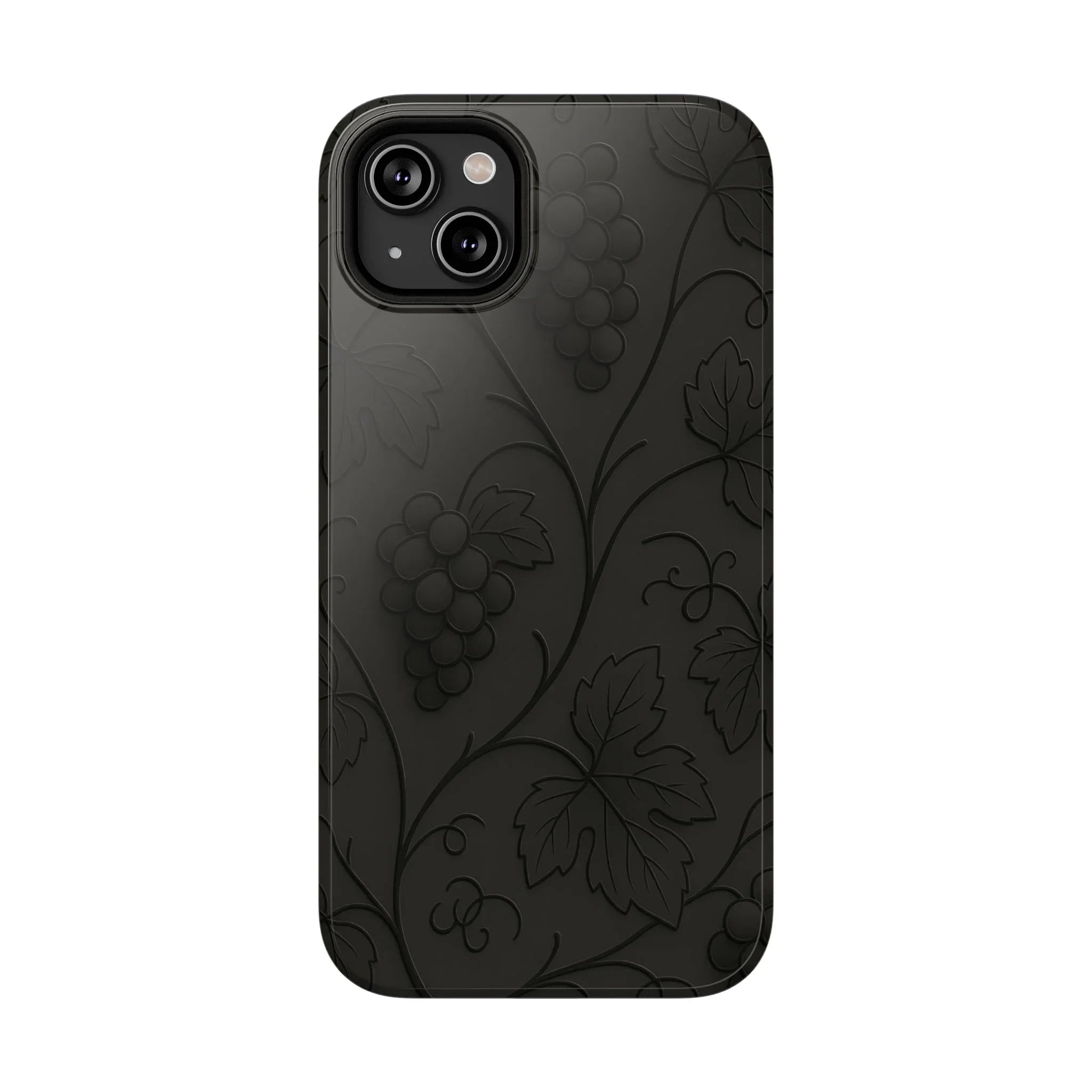 Elegant Embossed Grape Leaf Black Phone Case for iPhone and Galaxy - KARARMDESIGN