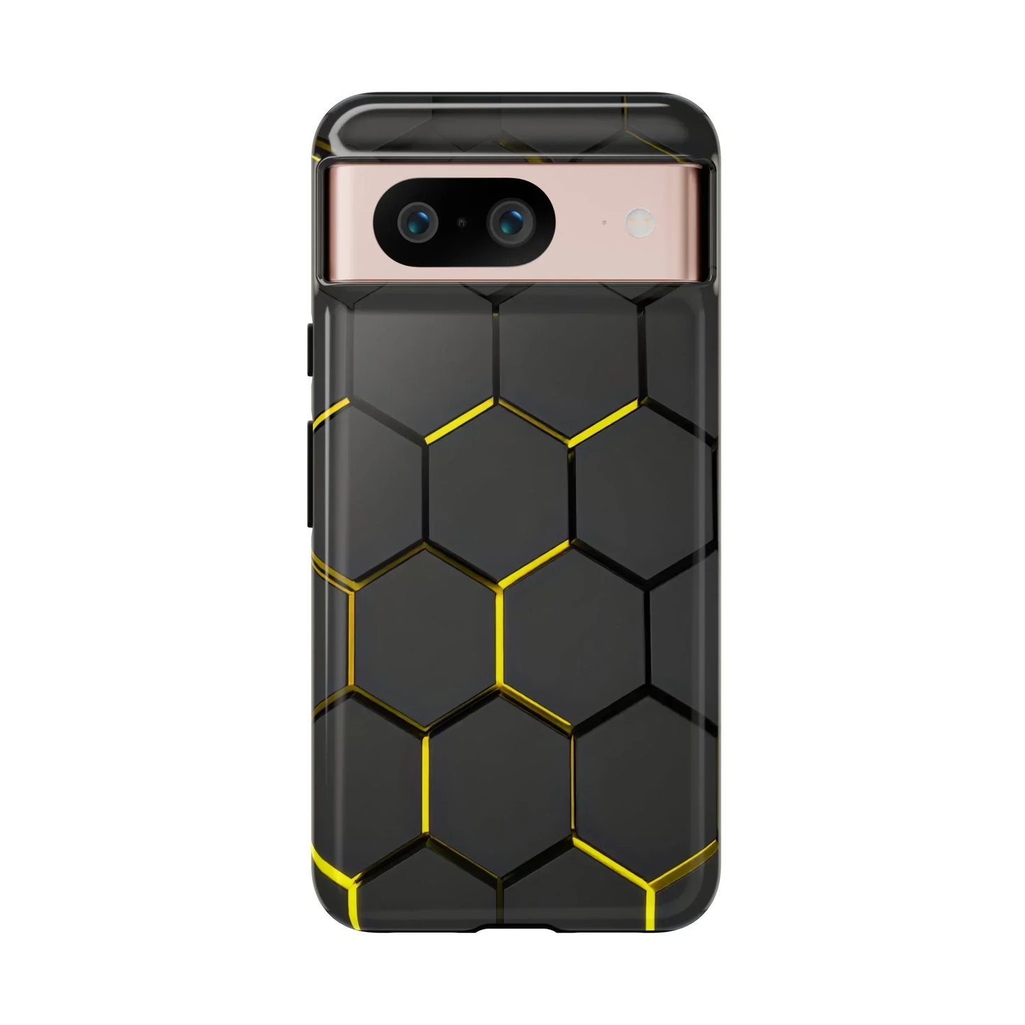 Black and Yellow Hexagon Geometric Tough Phone Case for Galaxy and Pixel - KarArmDesign