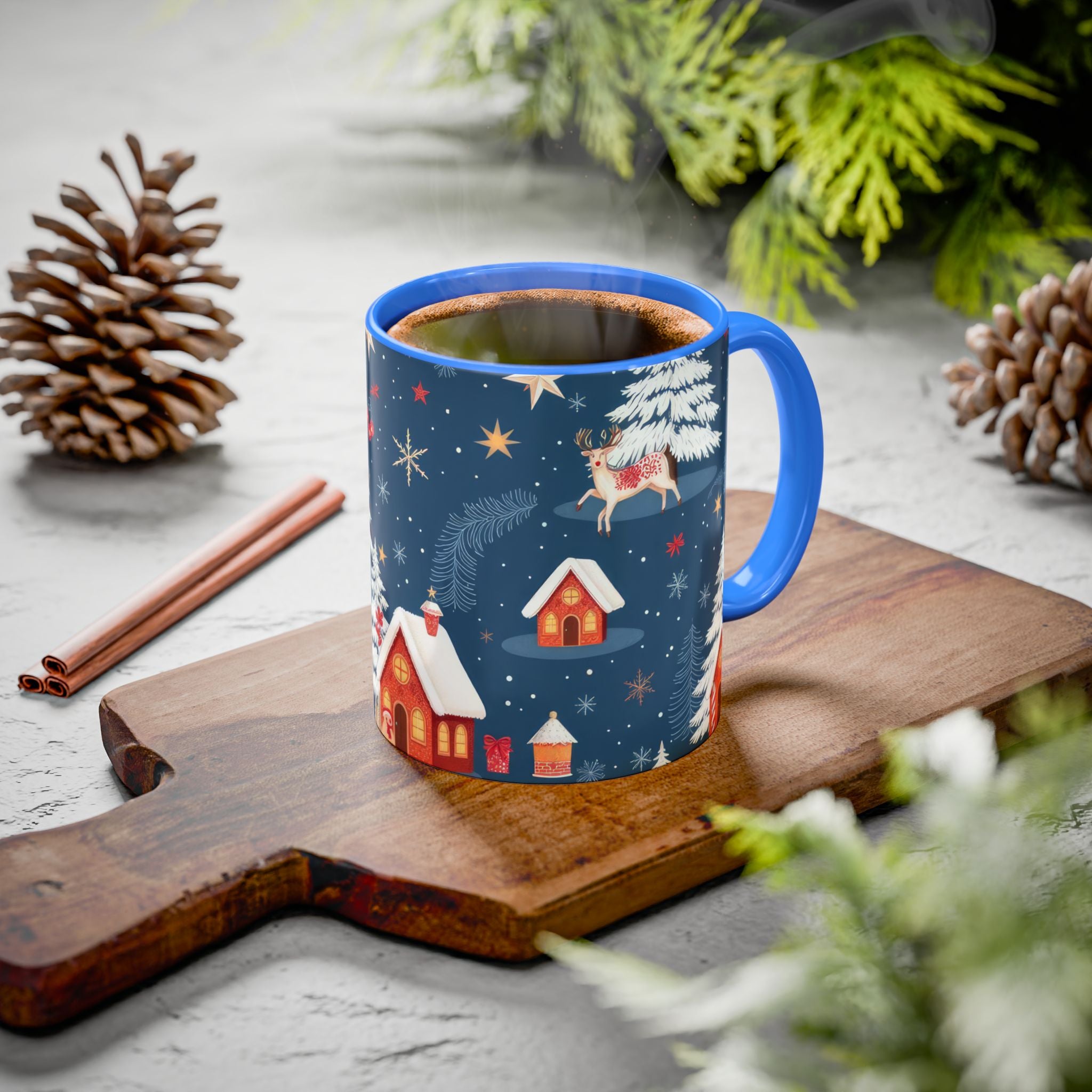 Dark Blue Christmas Mug - Colorful Mugs (11oz, 15oz)