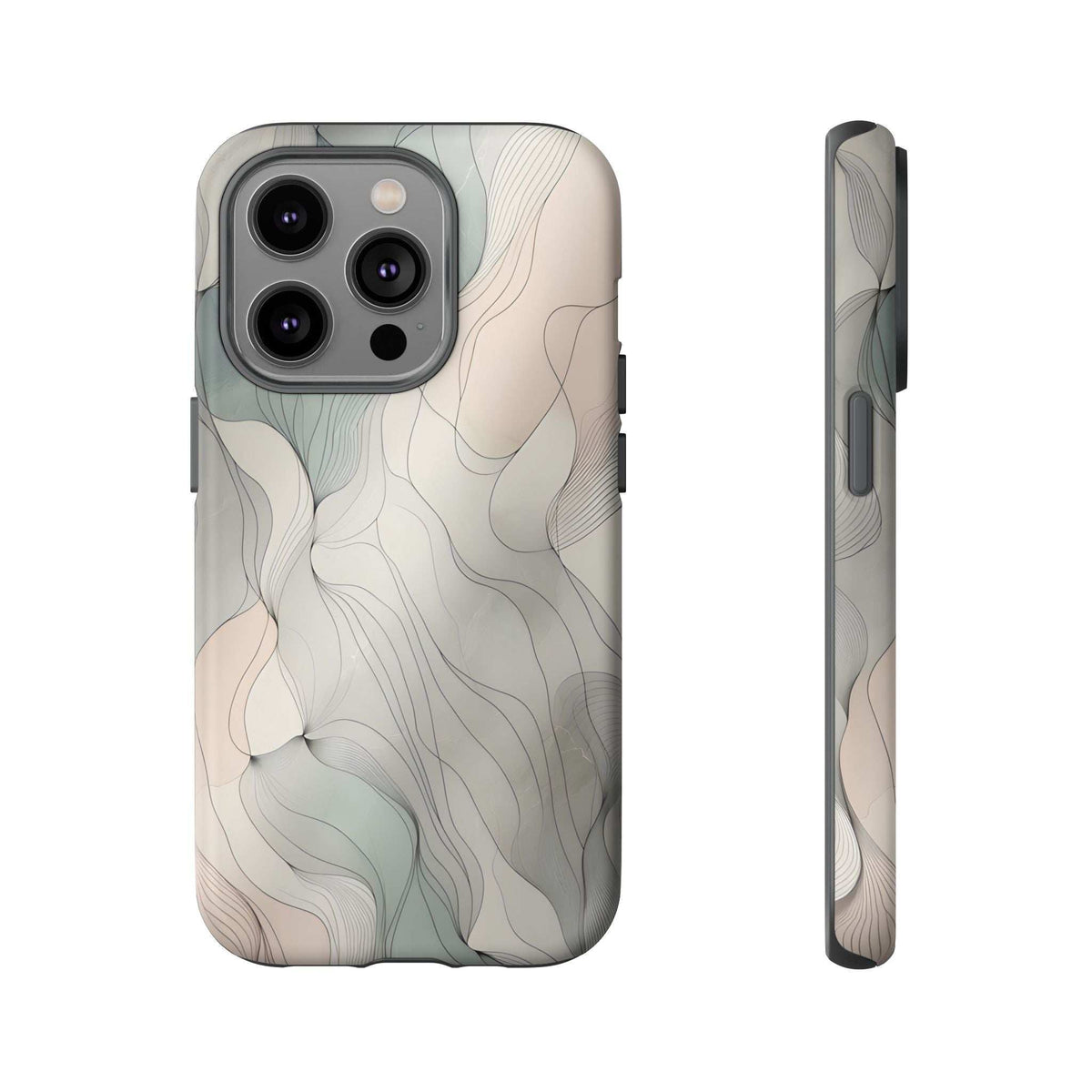 Pastel wave phone case for iPhone 8-17 & Google Pixel 6-9, light pattern with camera cutout