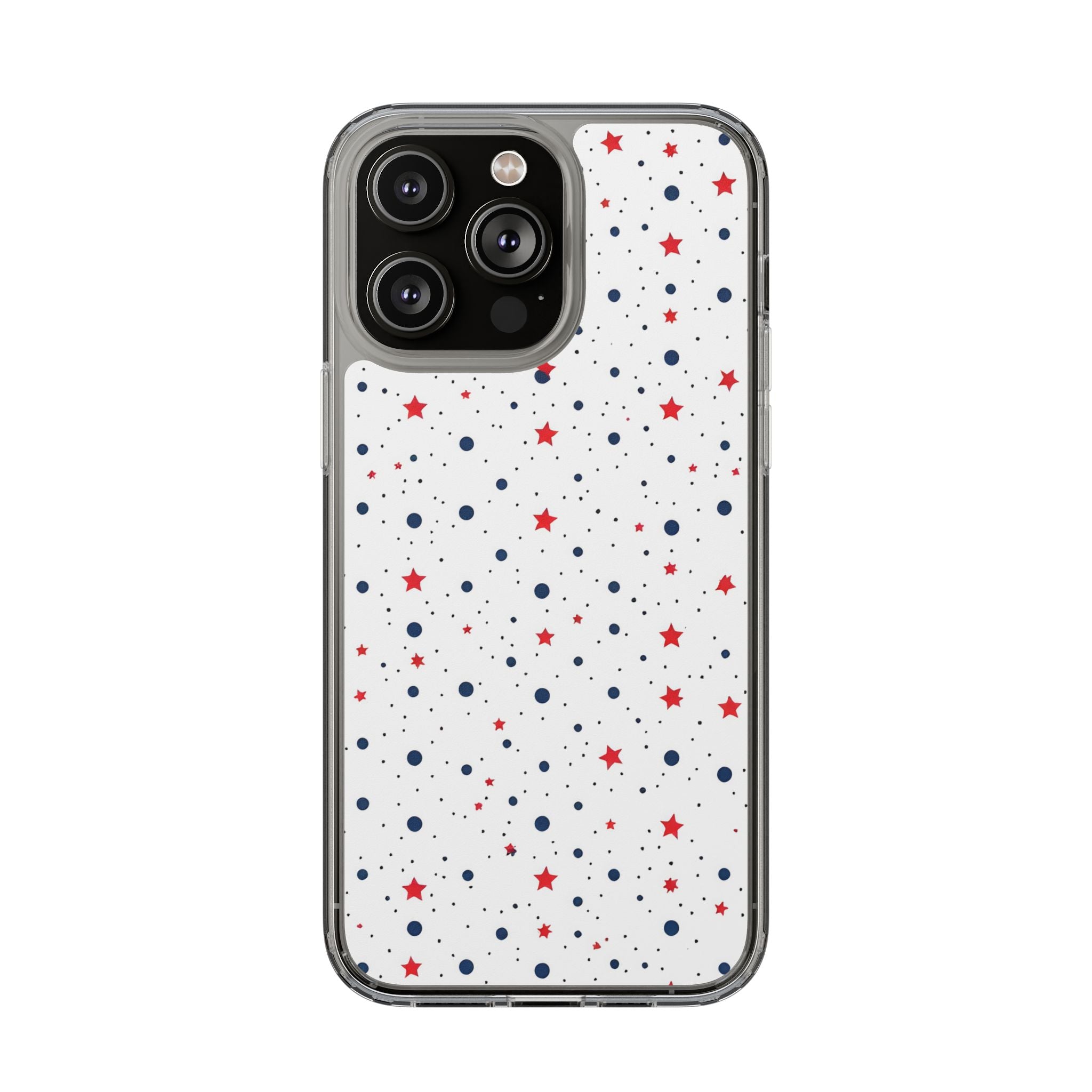 White Polka Dot & Stars Clear Case for iPhone & Samsung