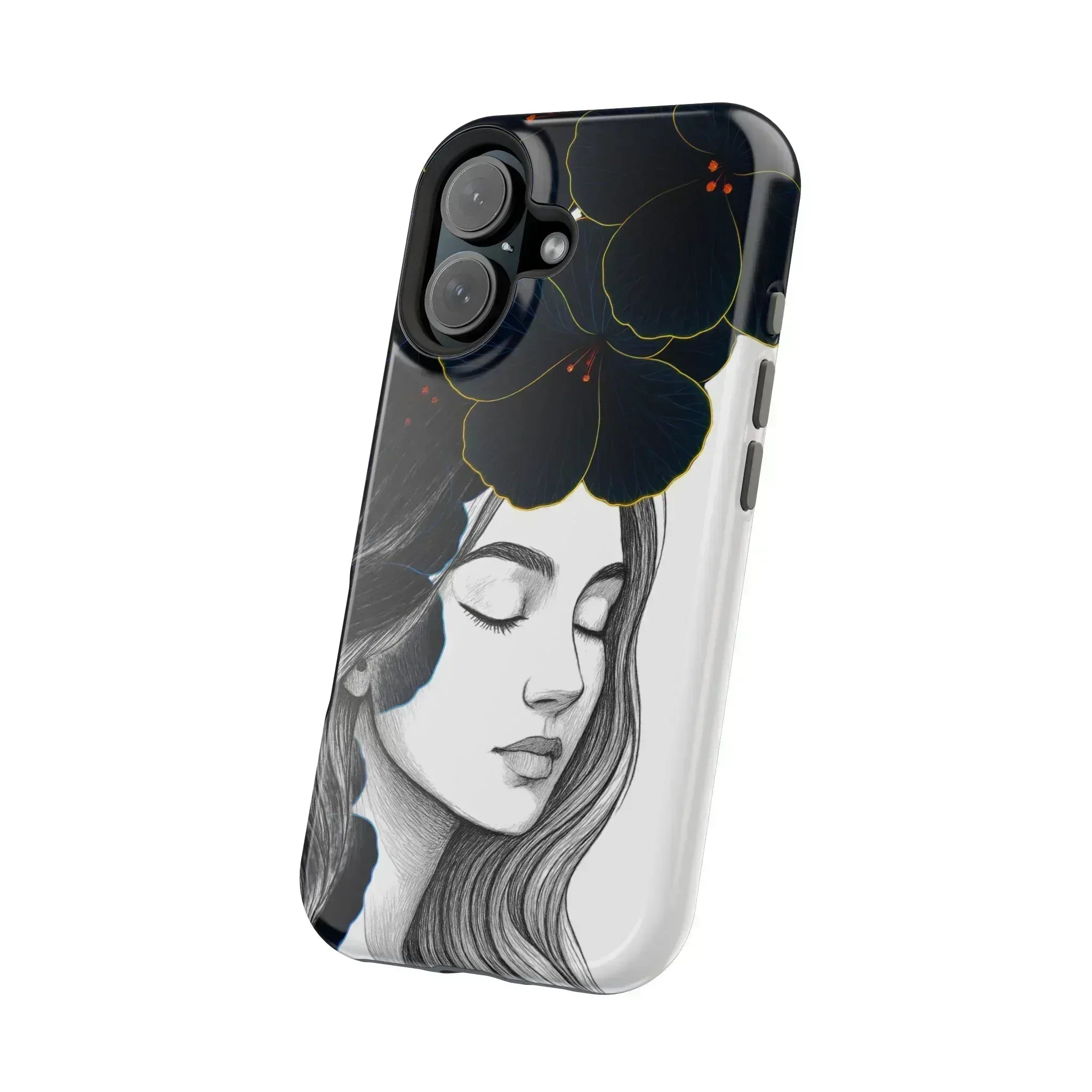 Dark Floral Elegance Phone Case for iPhone 13-16 - KARARMDESIGN