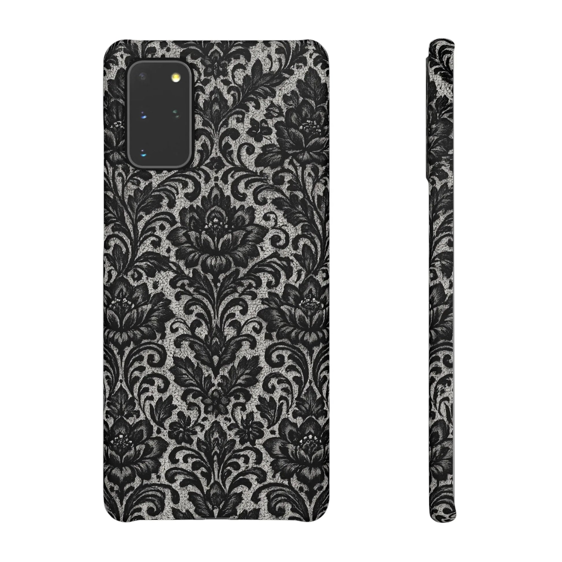 Black Damask Floral Phone Case for iPhone 11-17 and Galaxy S20-S25 - KARARMDESIGN