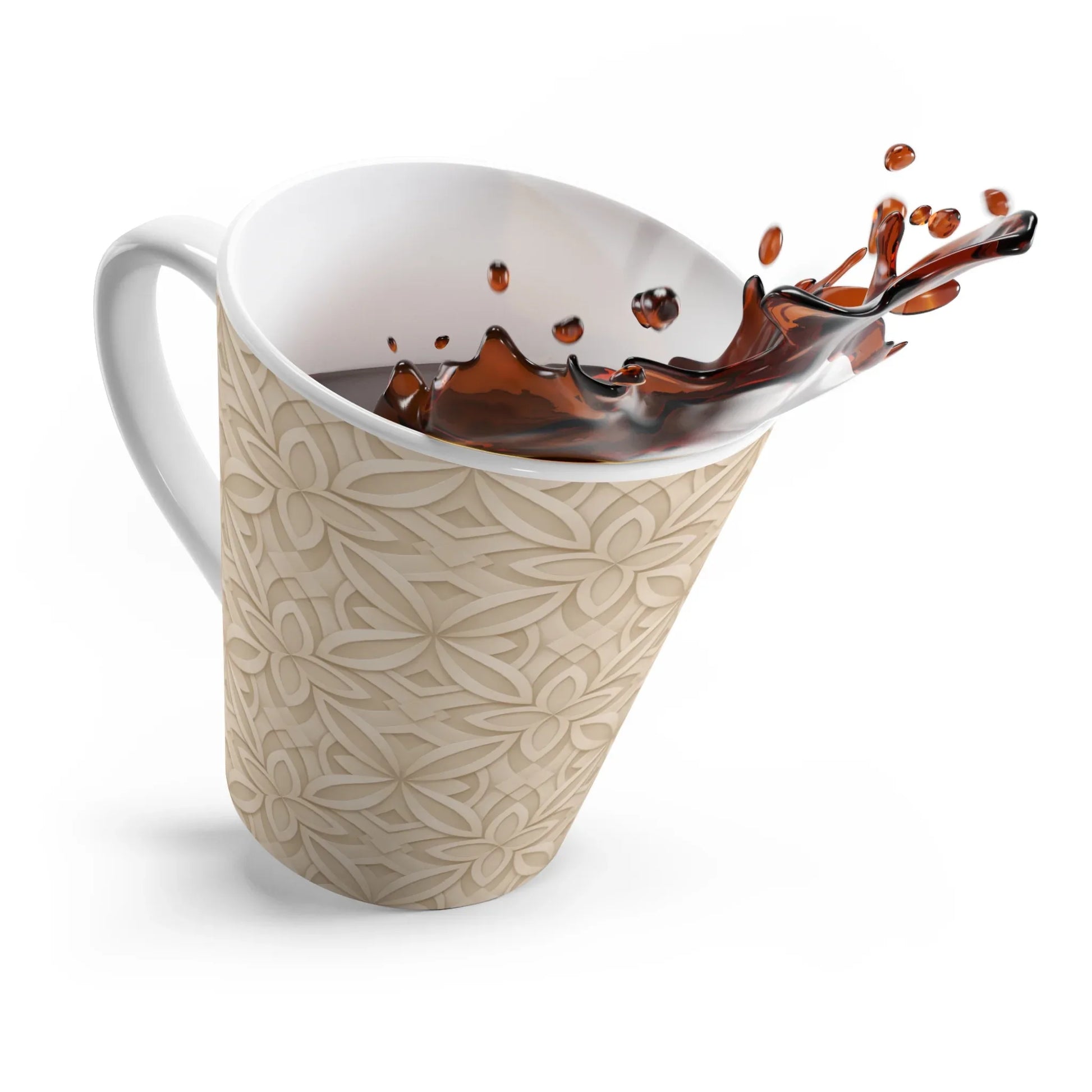Beige Petal Latte Mug 12oz - KARARMDESIGN