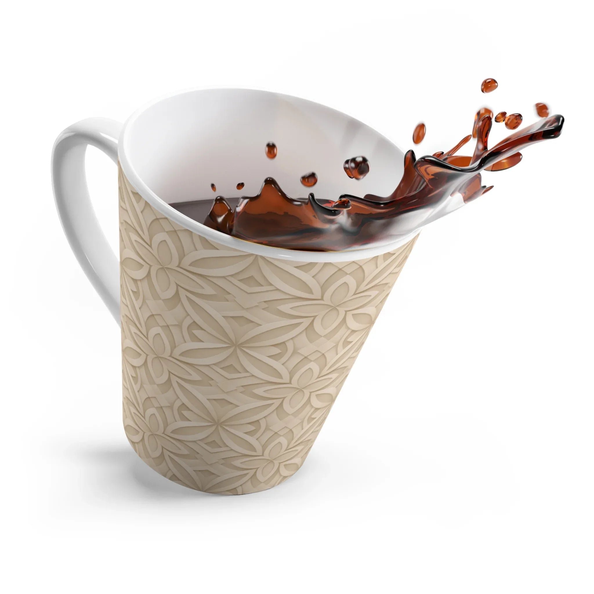 Beige Petal Latte Mug 12oz - KARARMDESIGN