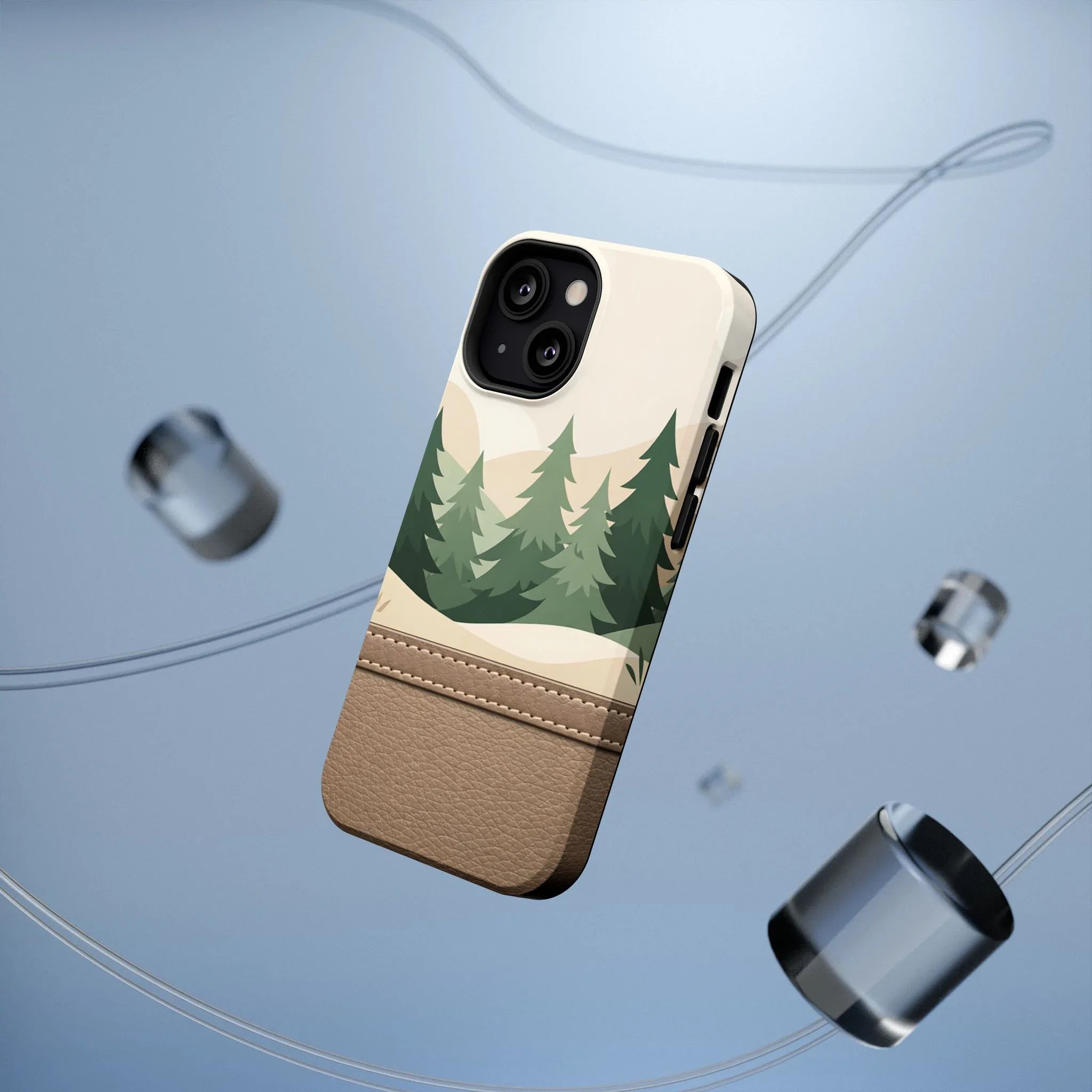 Forest Leather Phone Case for iPhone 11-17 and Galaxy S21-S25 - KARARMDESIGN