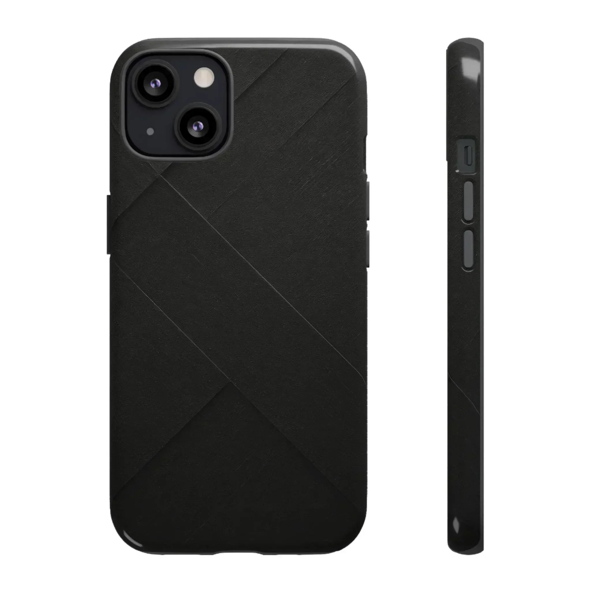 Matte Black Diagonal Line Phone Case for iPhone 8-16 and Galaxy S10-S25 - KARARMDESIGN