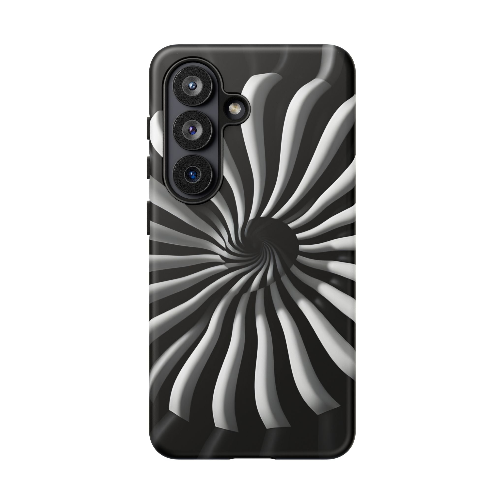 Hypnotic Black and White Spiral Phone Case – Optical Illusion Design for iPhone & Galaxy