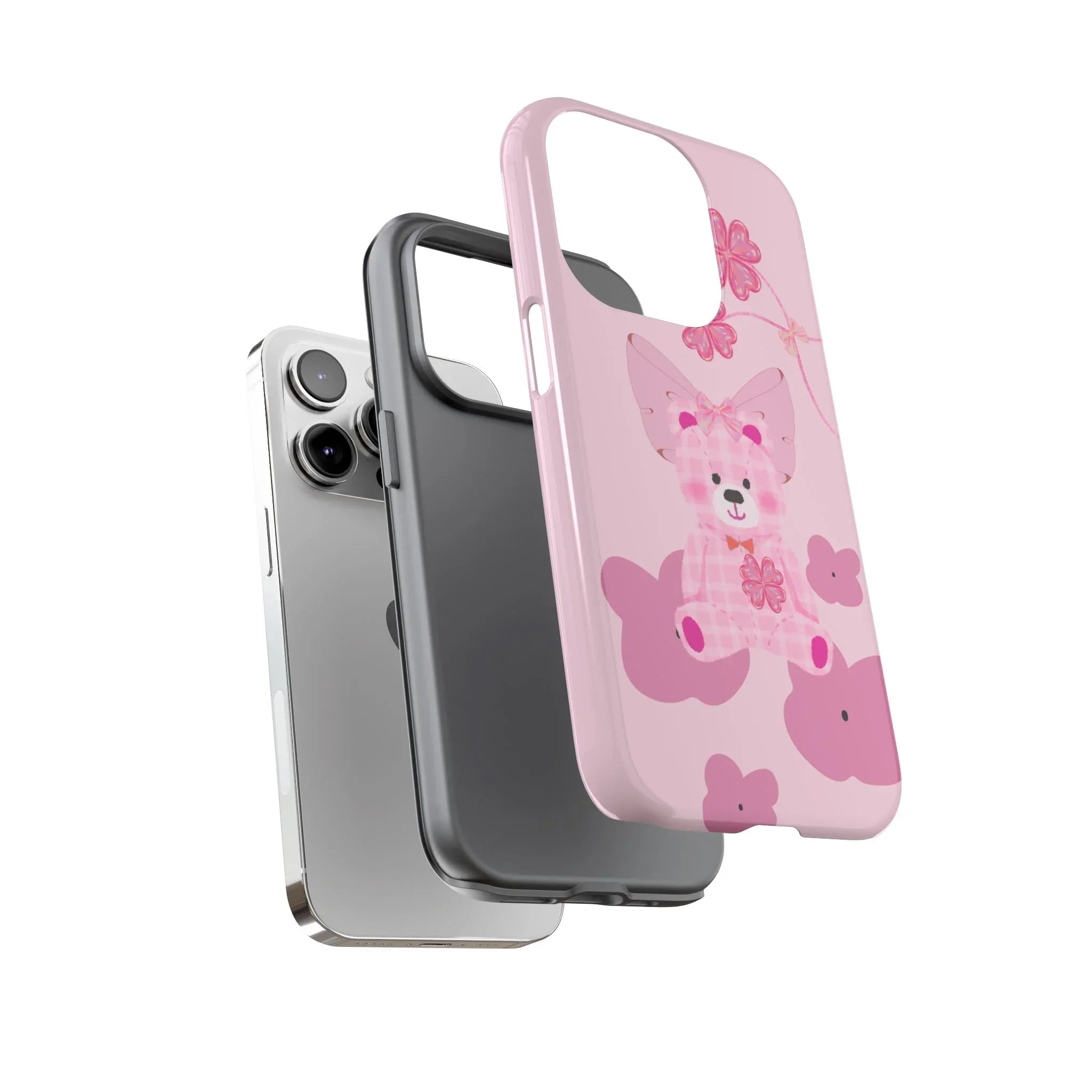 Pink Teddy Bear Phone Cases for iPhone, Pixel and Galaxy - KARARMDESIGN