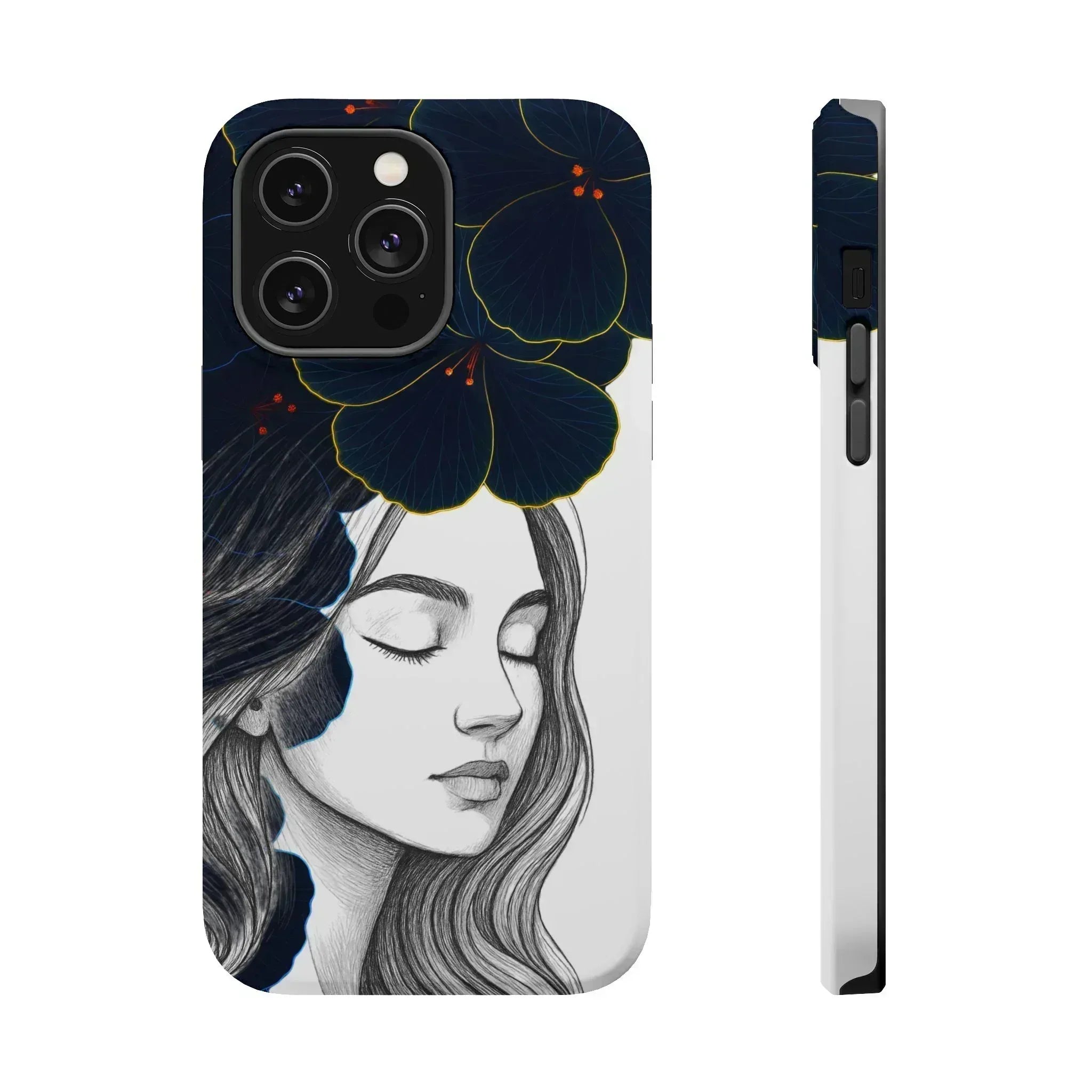 Dark Floral Elegance Phone Case for iPhone 13-16 - KARARMDESIGN