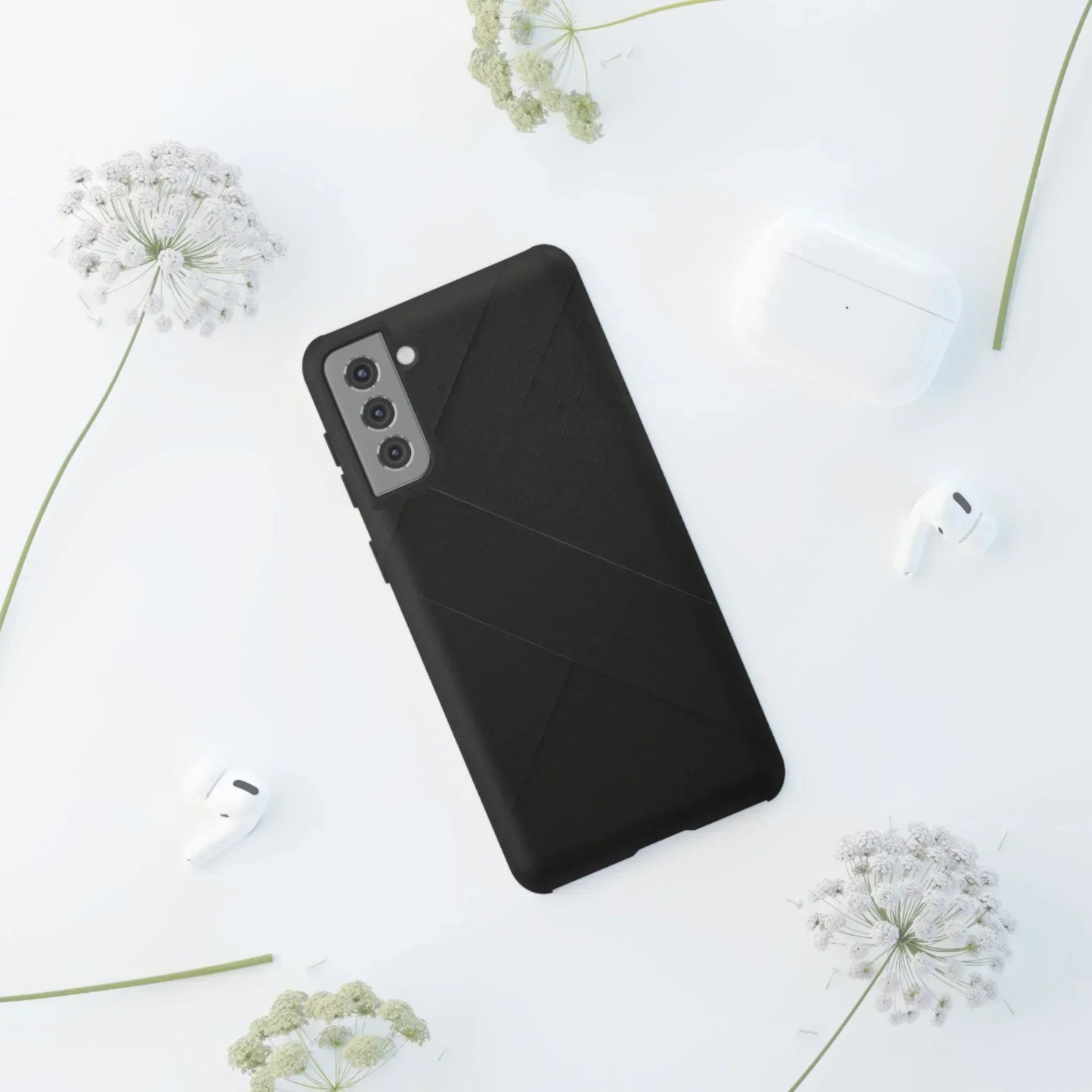 Matte Black Diagonal Line Phone Case for iPhone 8-16 and Galaxy S10-S25 Models - KarArmDesign