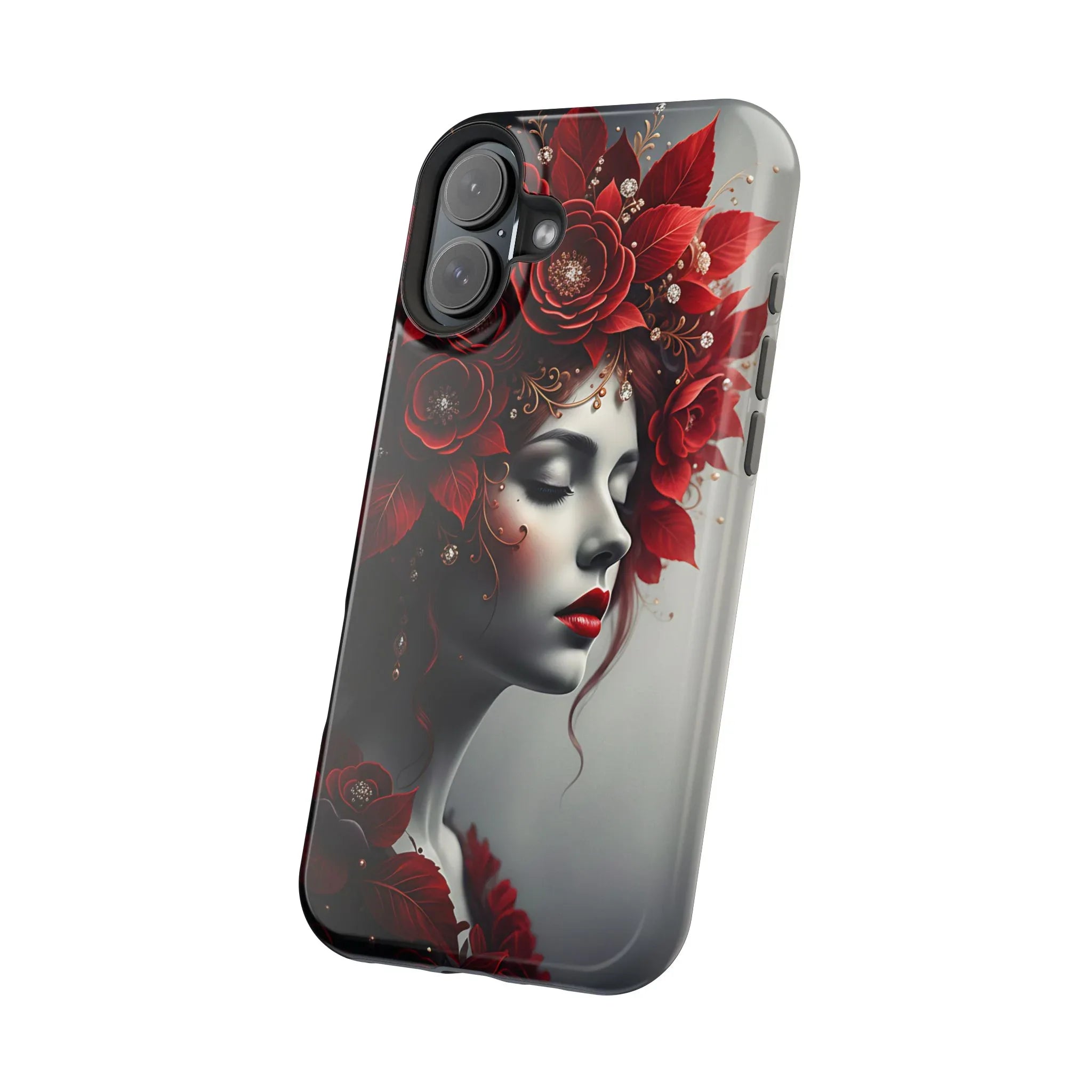 Scarlet Bloom Portrait Phone Case for iPhone 13-17 - KARARMDESIGN