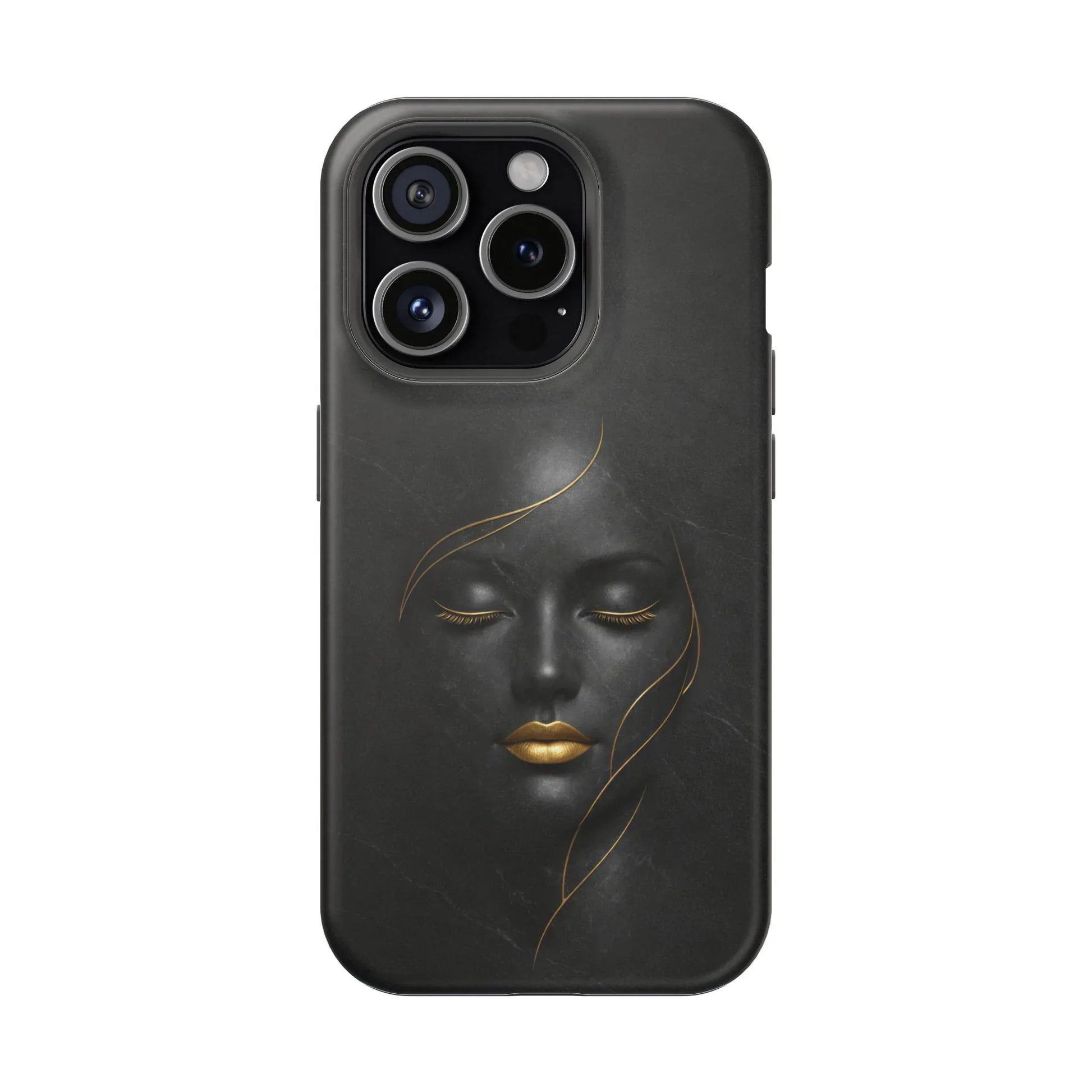 Black Gold Face Phone Case for iPhone 13-17 - KARARMDESIGN