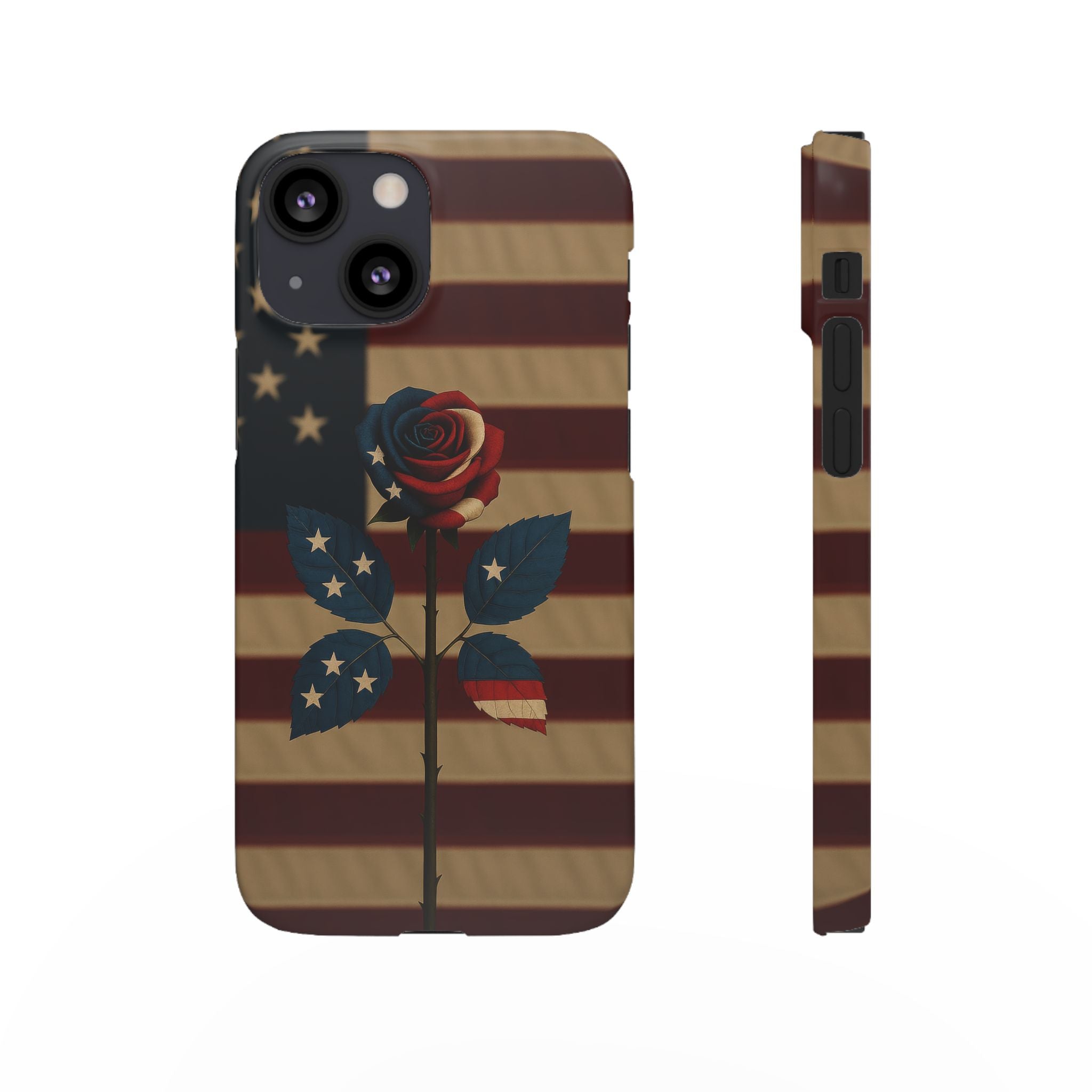 American Rose Flag Phone Case for iPhone 8-17 and Galaxy S20-S26