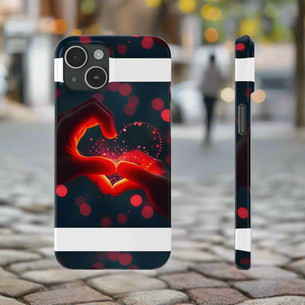 "Heart Hands Glow" Phone Case for iPhone 7 to 16 Series Models - KarArmDesign