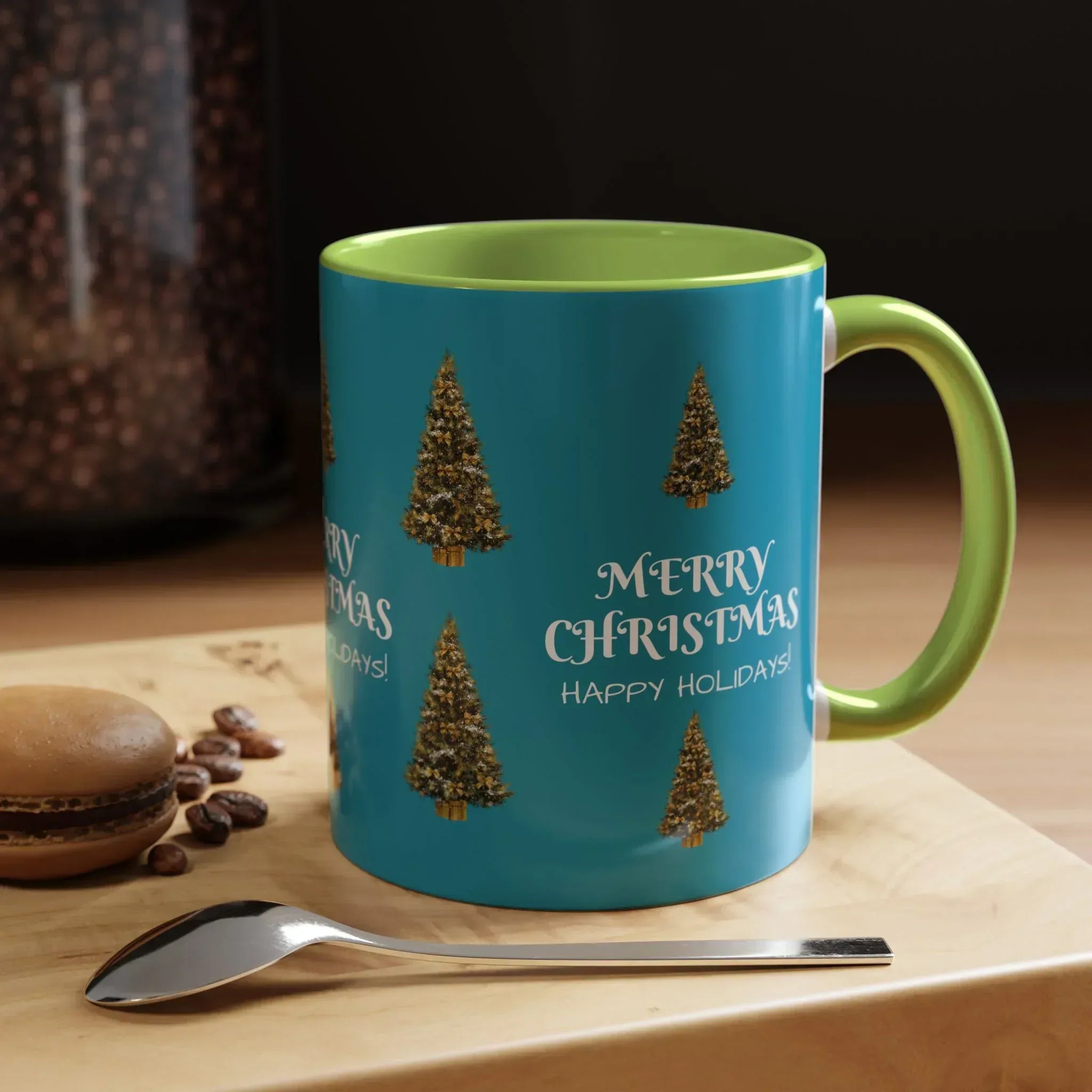 Merry Christmas and Happy Holidays Mug - Accent Coffee Mug (11, 15oz) - KARARMDESIGN