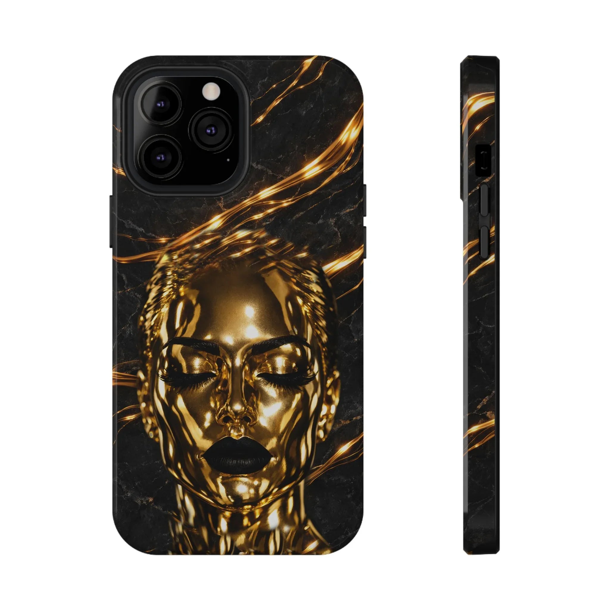 Luxury Gold Portrait Phone Case for iPhone 11-17 and Galaxy S21-S25 - KARARMDESIGN