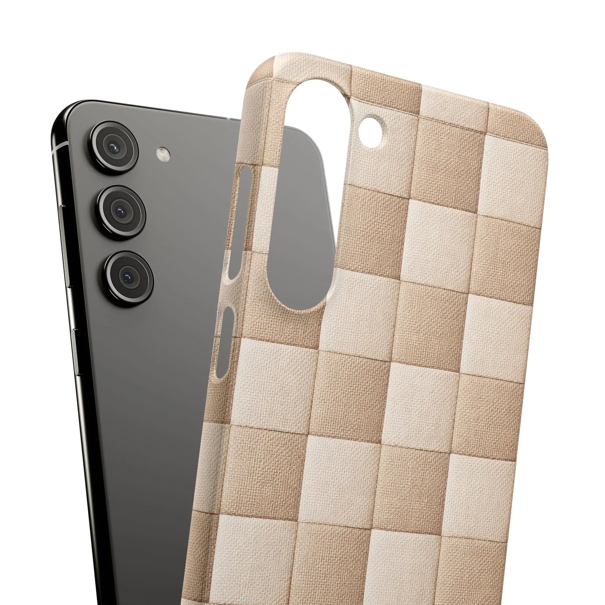 Beige Woven Phone Case for iPhone 11-17 and Galaxy S20-S25 - KARARMDESIGN