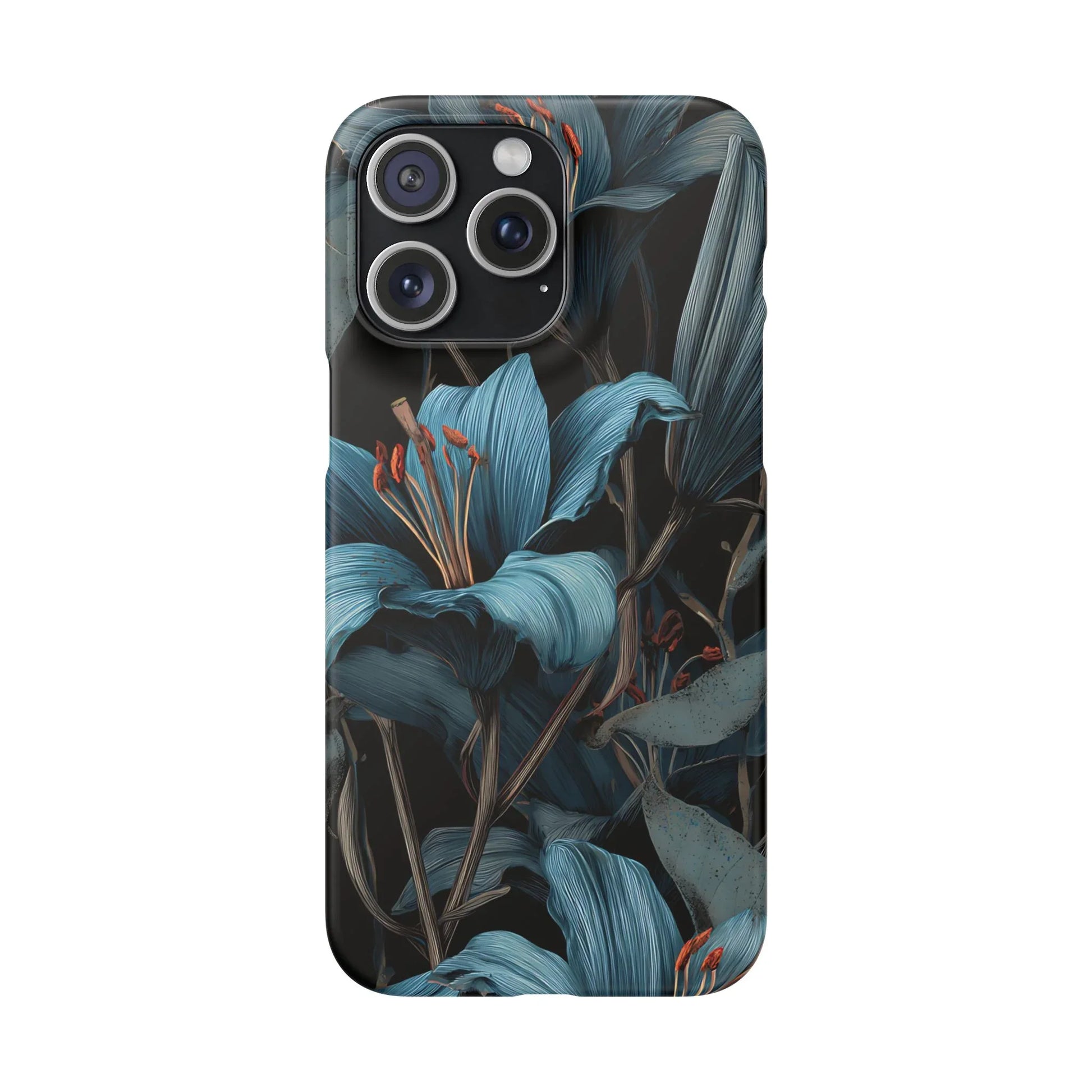 Blue Lily Floral Phone Case for iPhone 11-17 and Galaxy S20-S25 - KARARMDESIGN